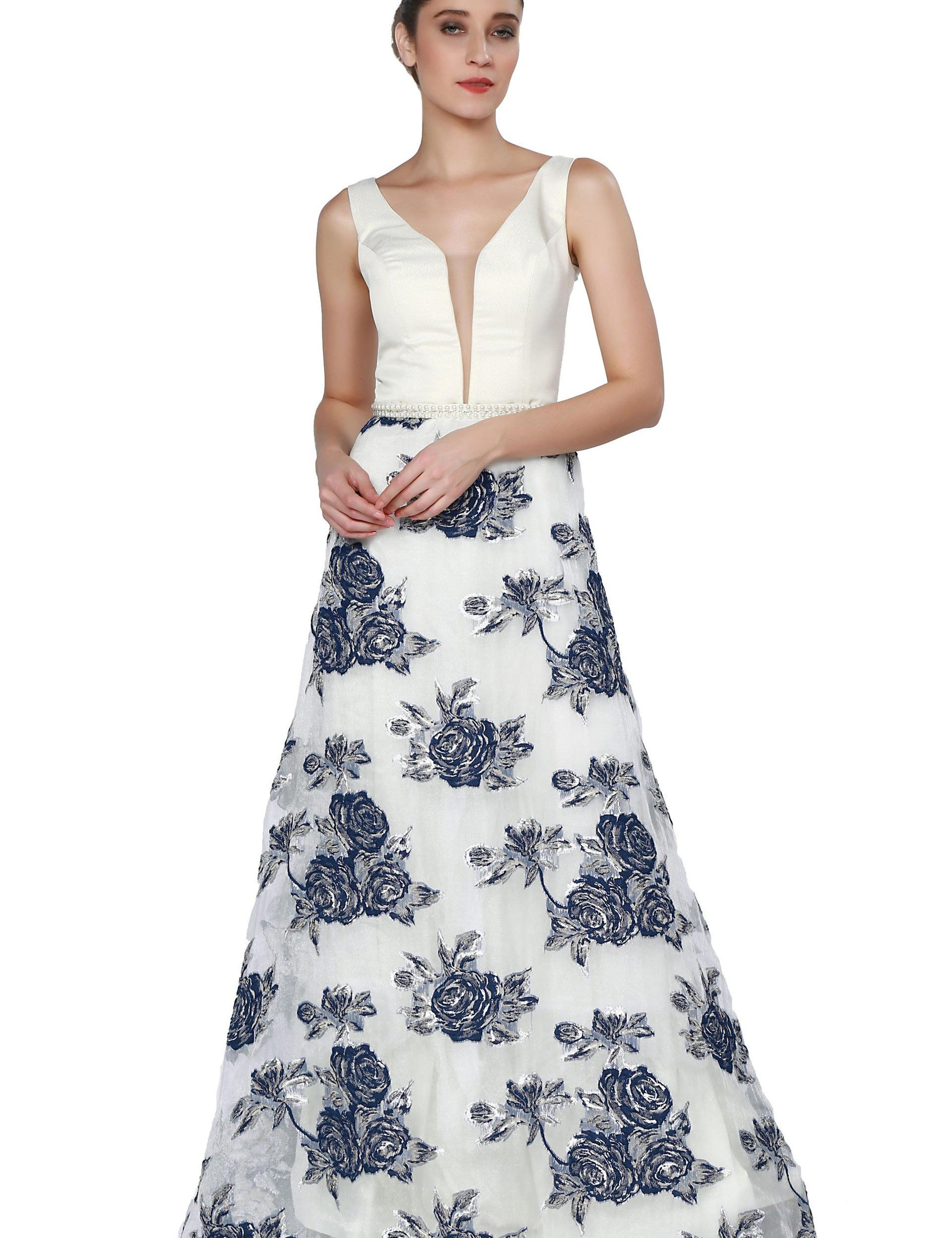 LACIVERT Kabarık Abiye Elbise