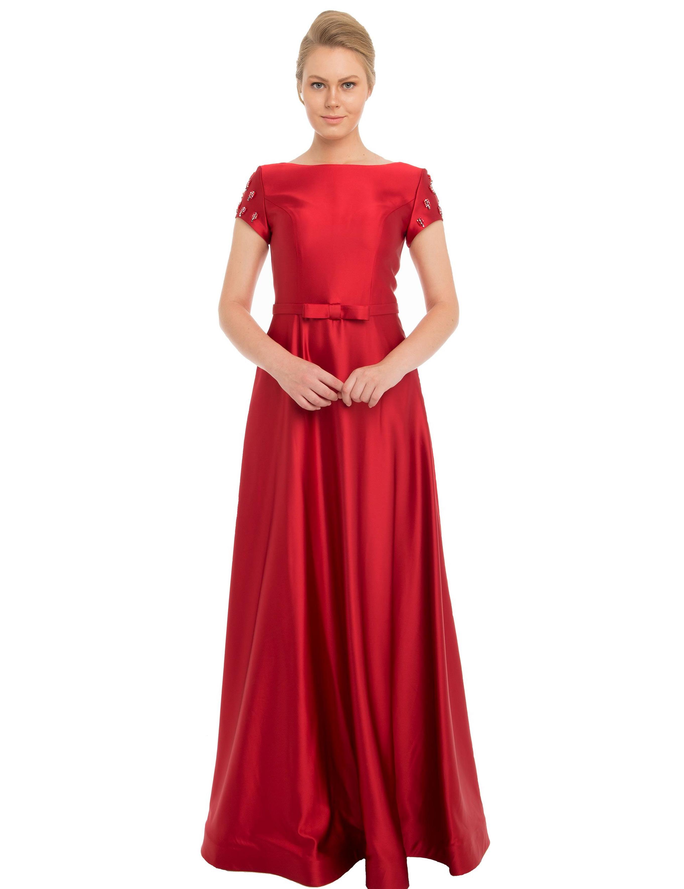 KIRMIZI Uzun Abiye Elbise