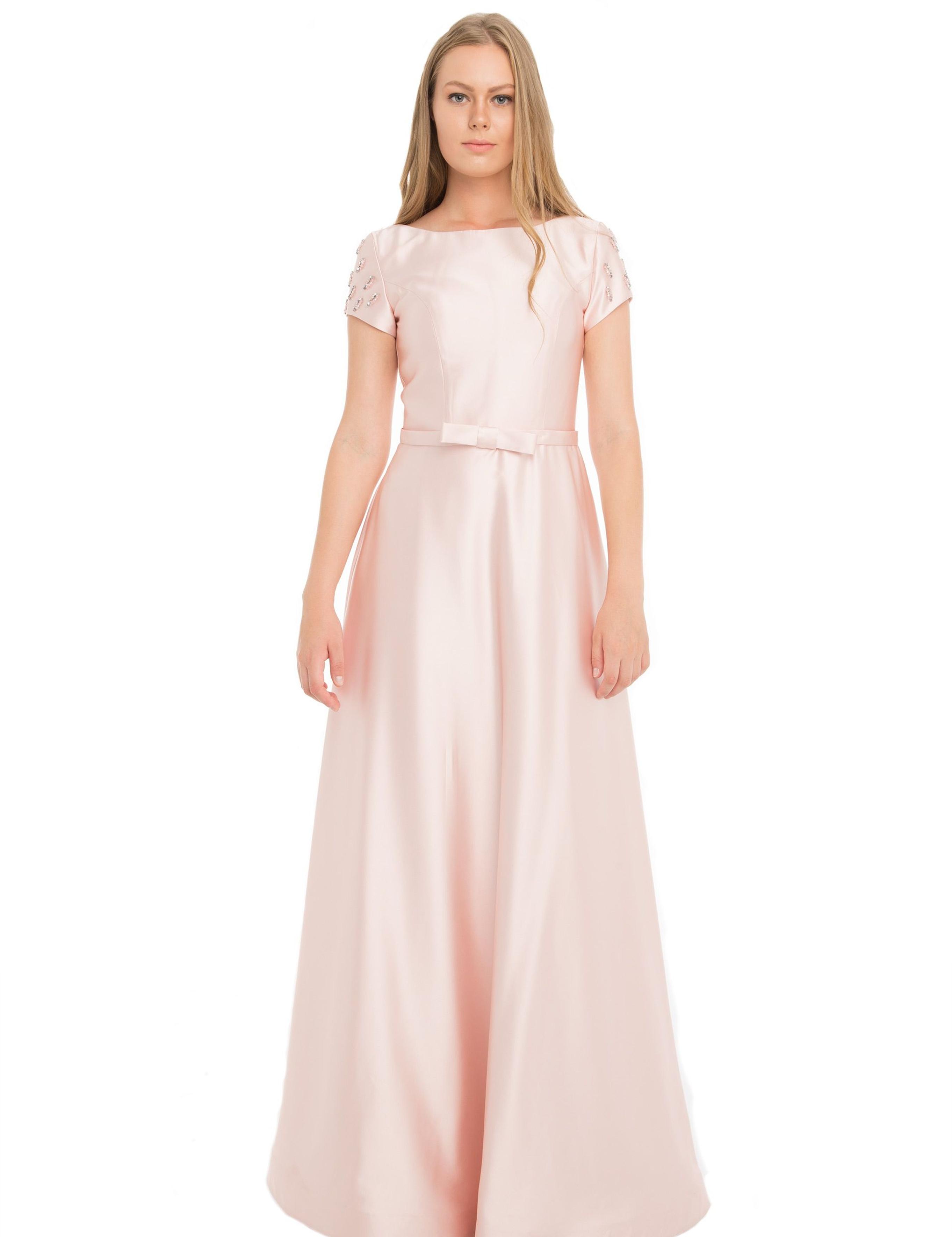 PEMBE Uzun Abiye Elbise