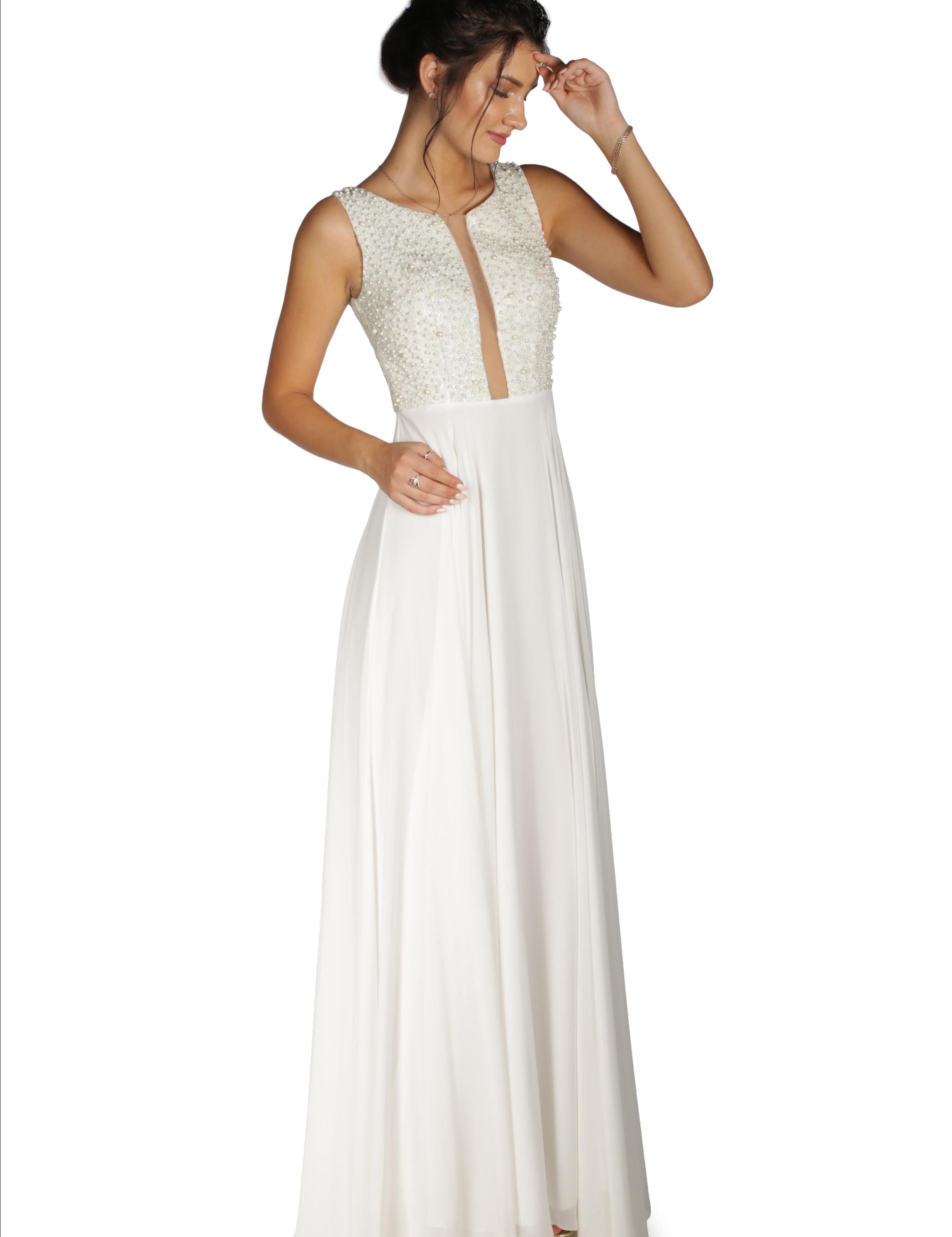 BEYAZ Uzun Abiye Elbise