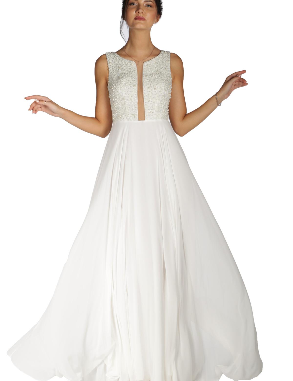 BEYAZ Uzun Abiye Elbise