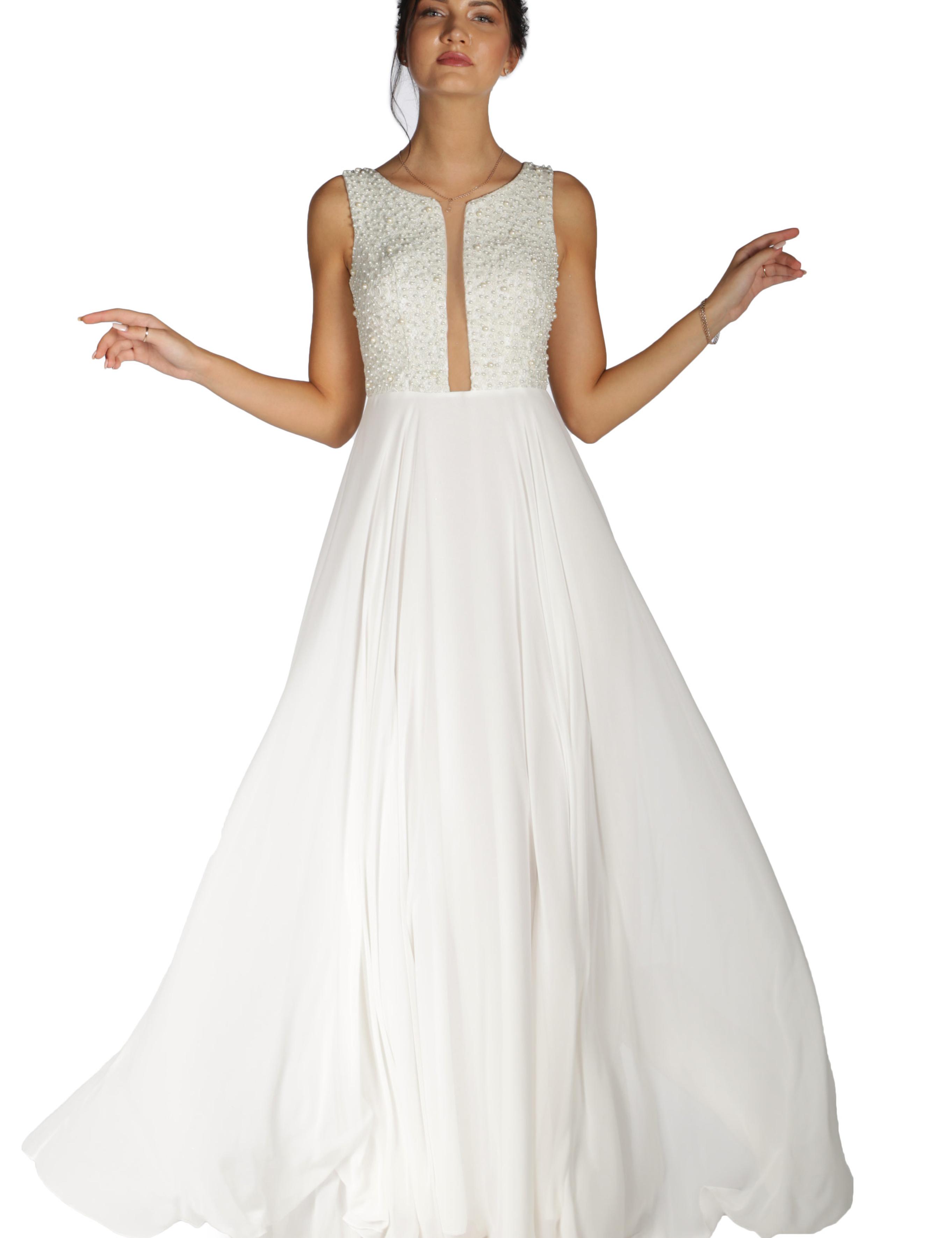 BEYAZ Uzun Abiye Elbise