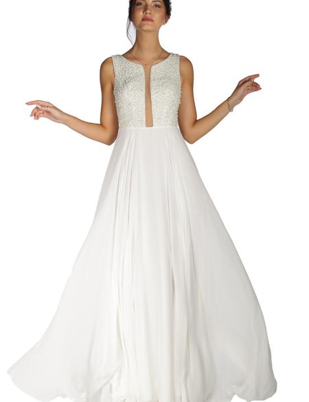 BEYAZ Uzun Abiye Elbise - 50212742001