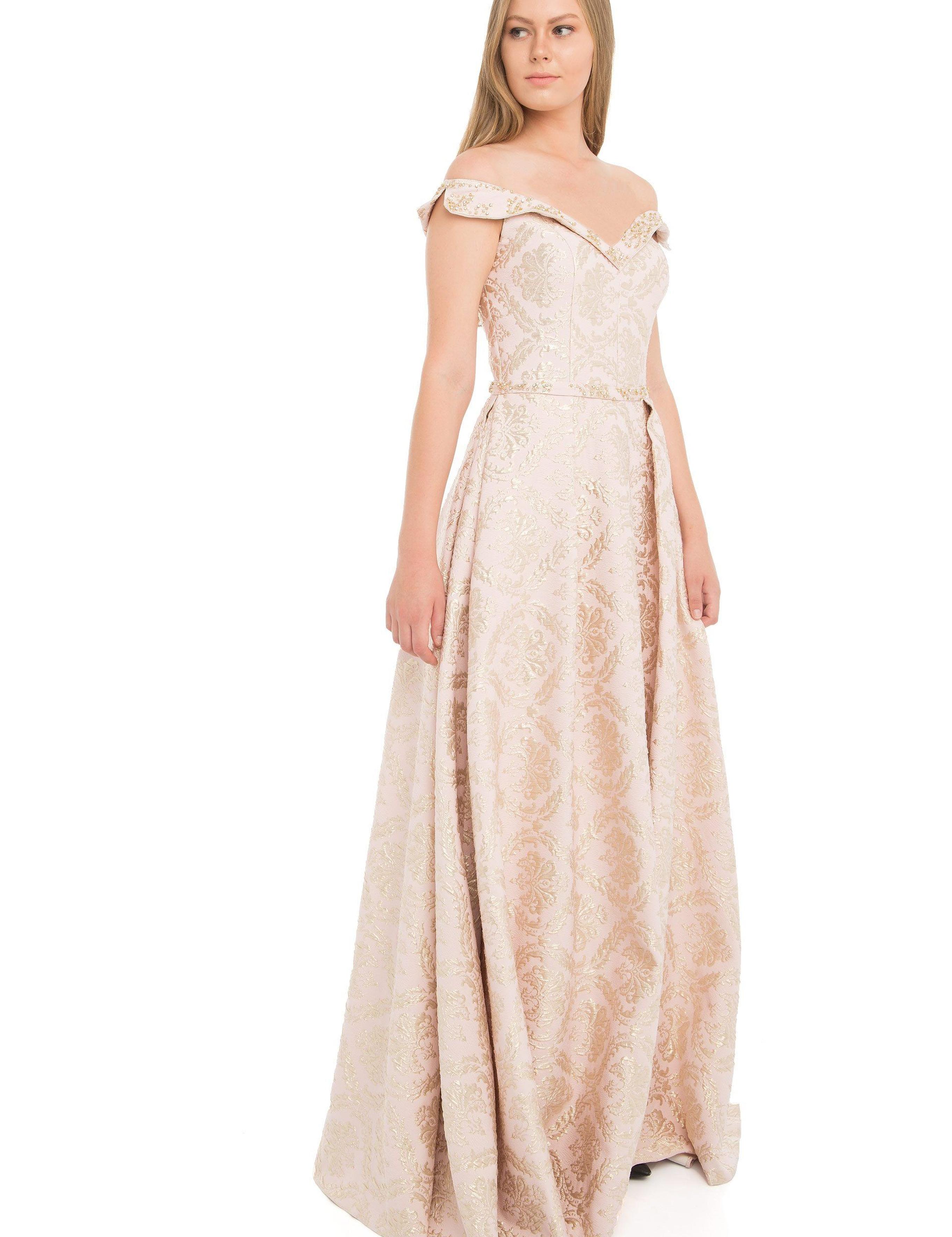 PEMBE Uzun Abiye Elbise