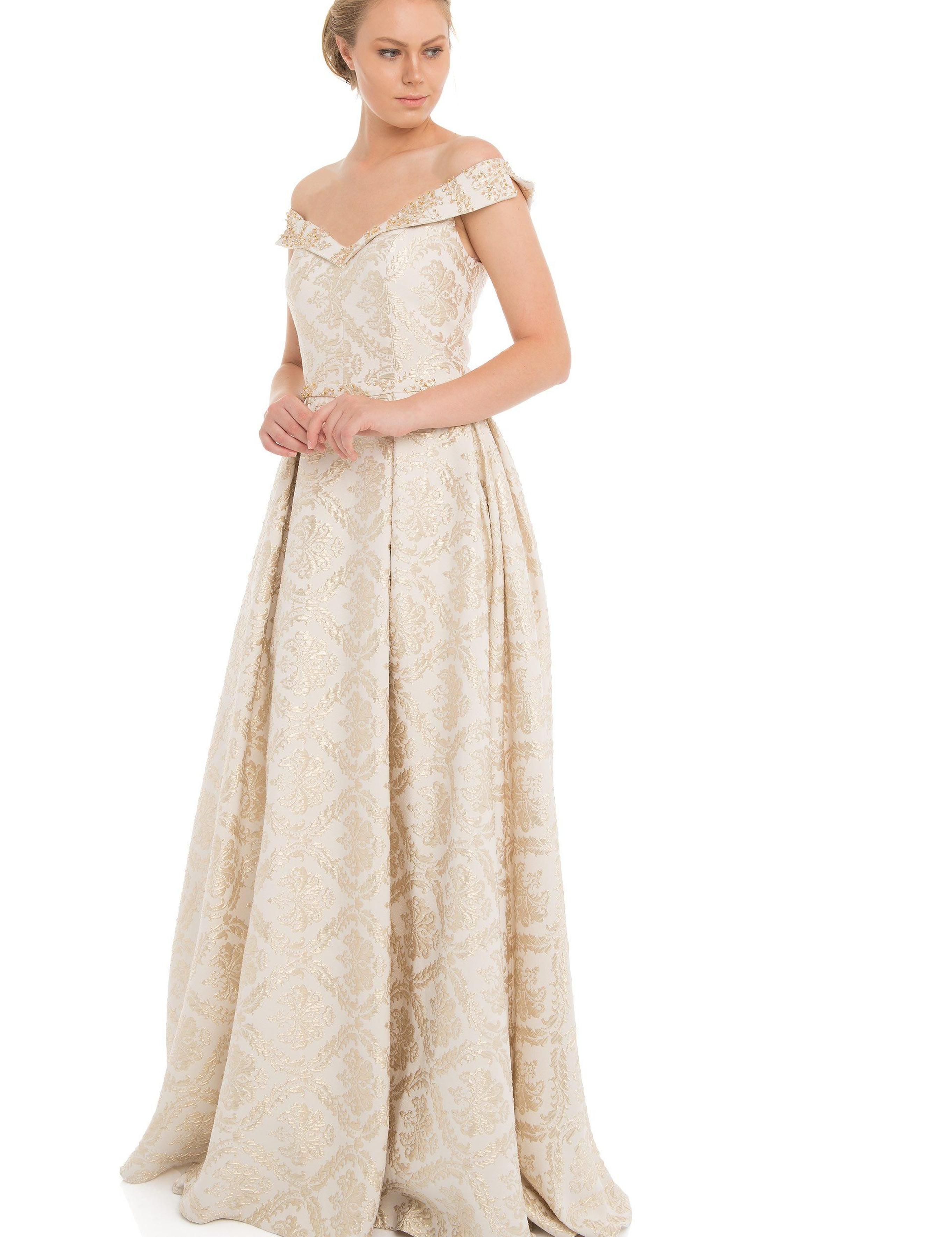 BEYAZ Uzun Abiye Elbise