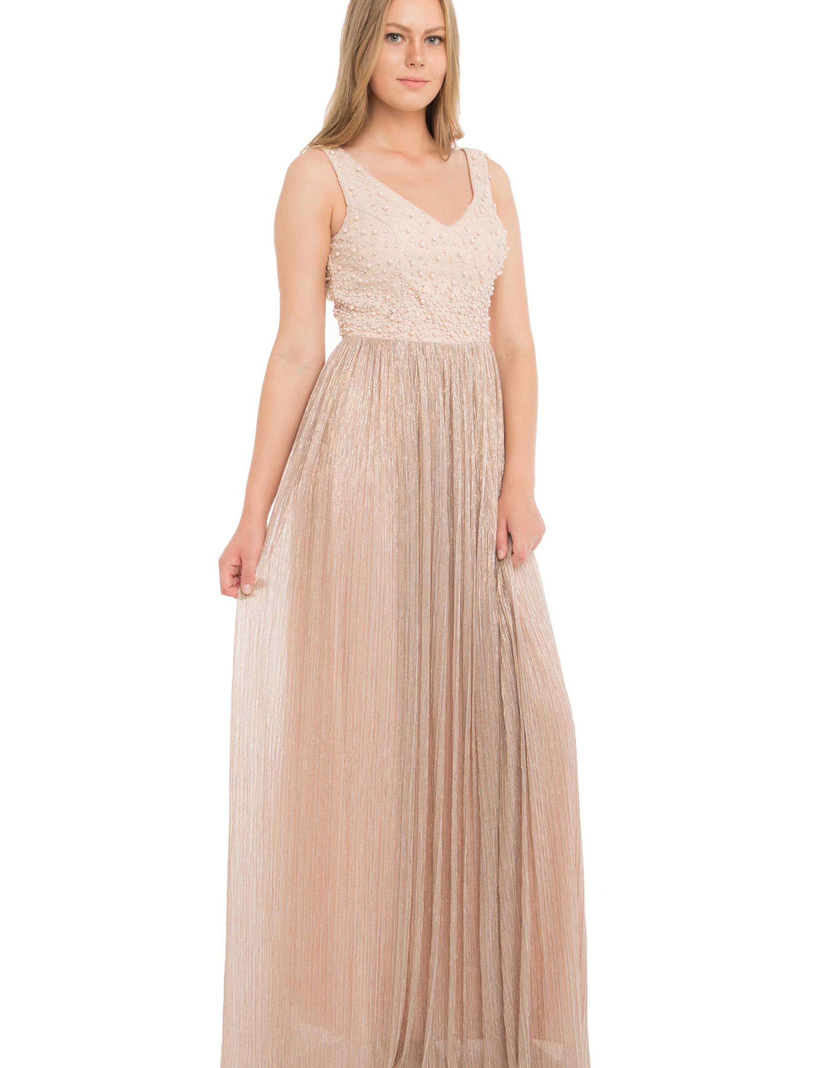 PEMBE Uzun Abiye Elbise