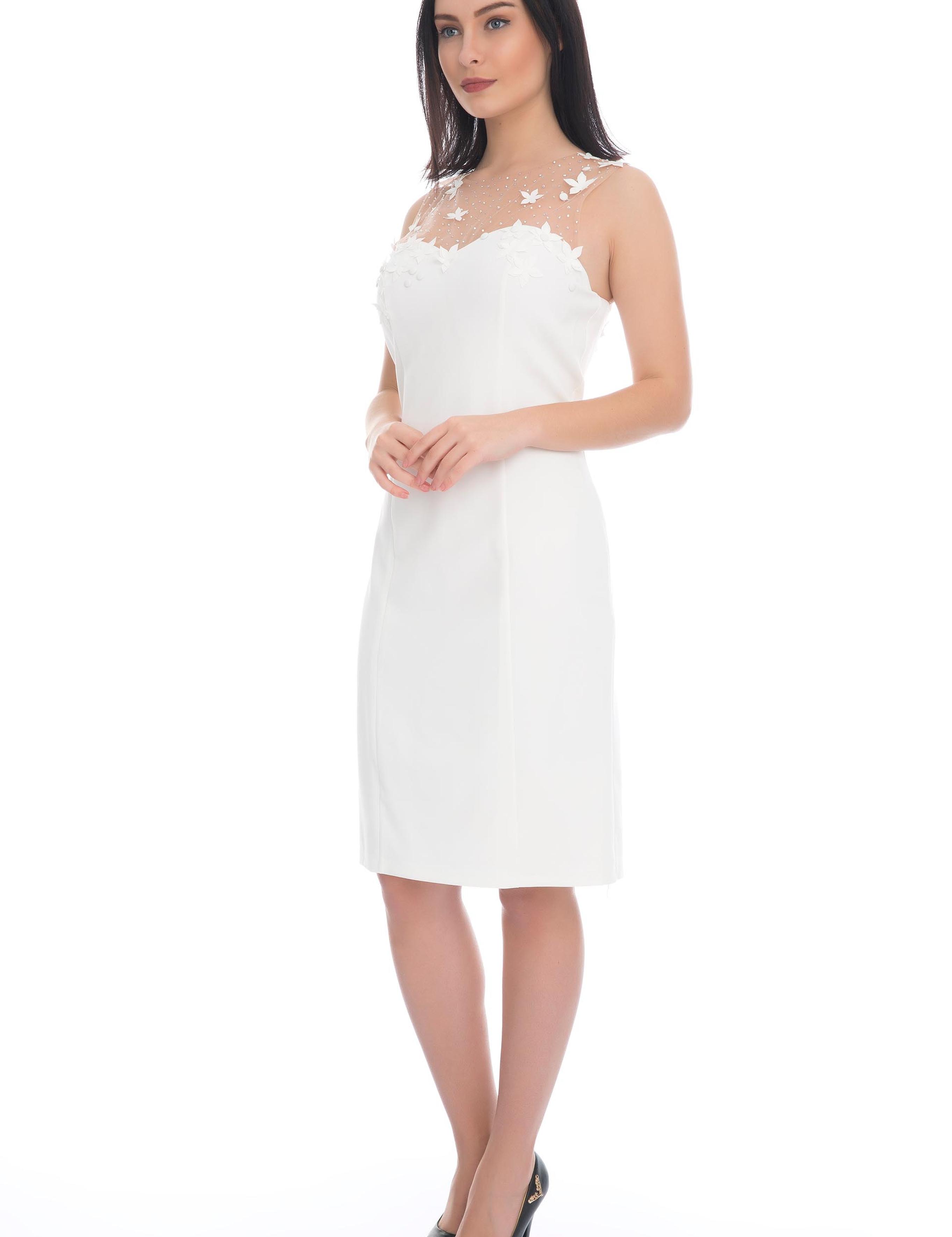 BEYAZ Kısa Abiye Elbise