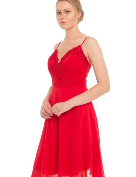 KIRMIZI Kısa Abiye Elbise - 50212758001