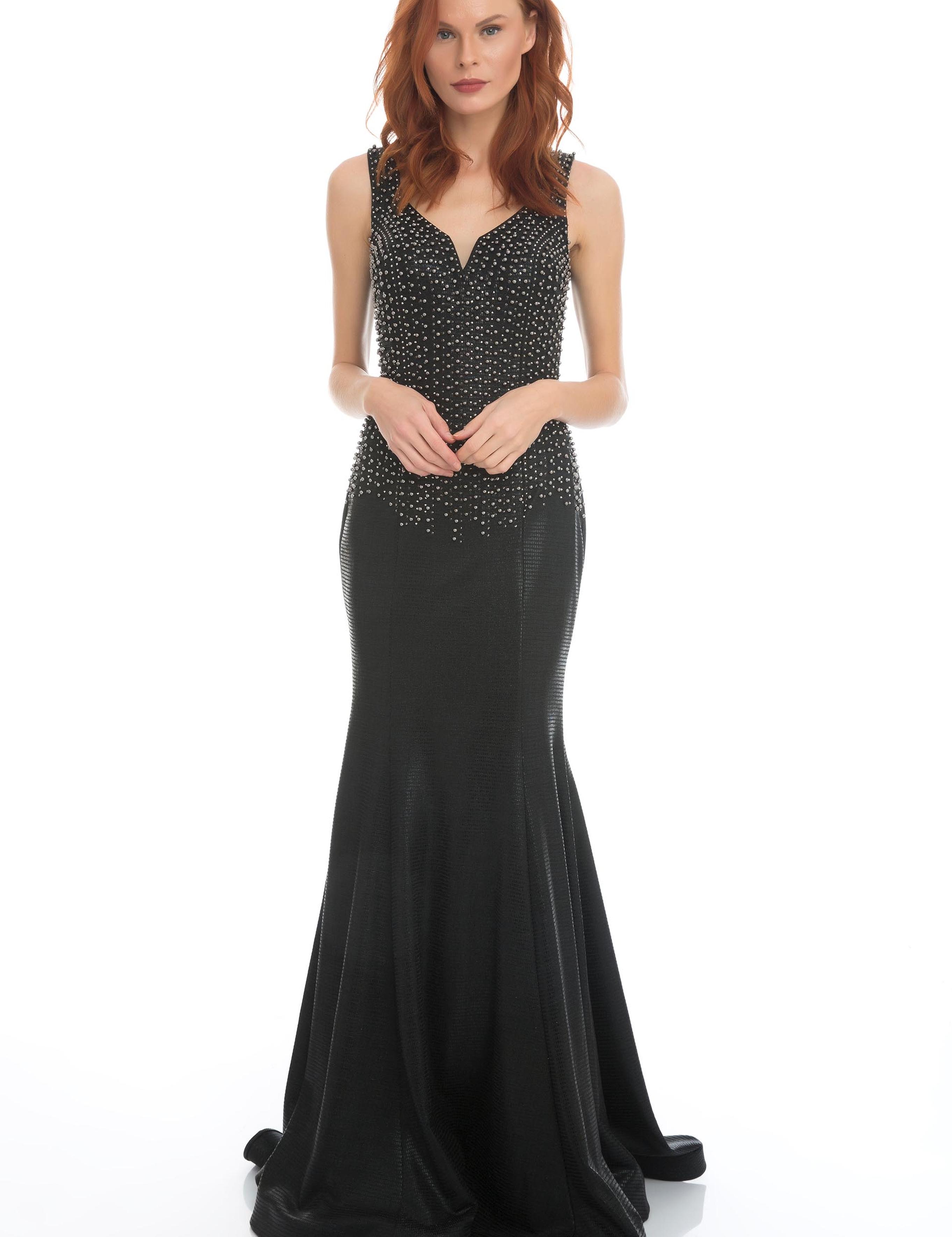 SIYAH Balık Abiye Elbise