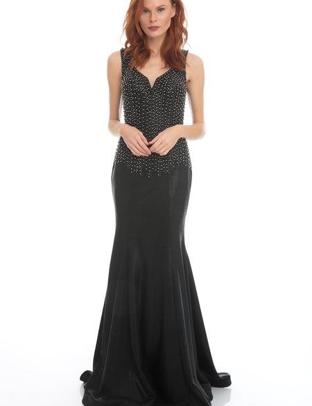 SIYAH Balık Abiye Elbise - 50212768002