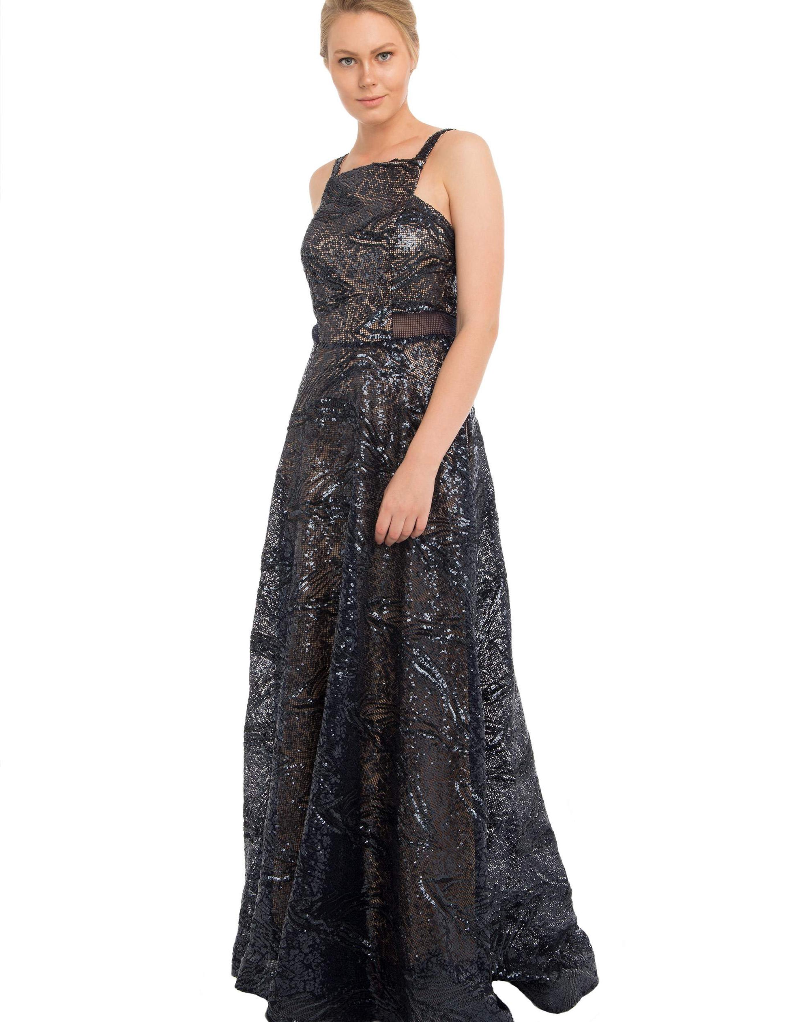 LACIVERT Uzun Abiye Elbise