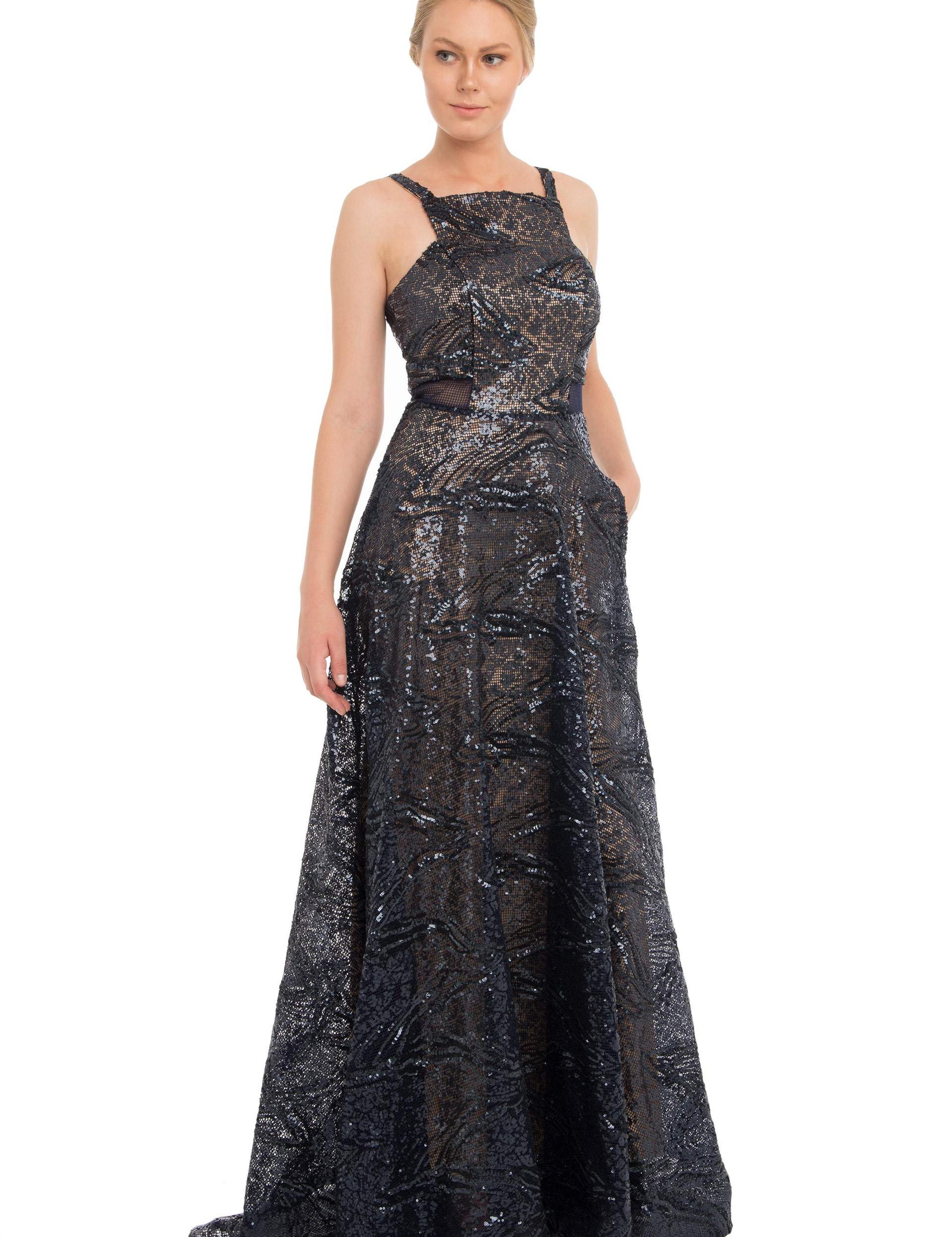 LACIVERT Uzun Abiye Elbise