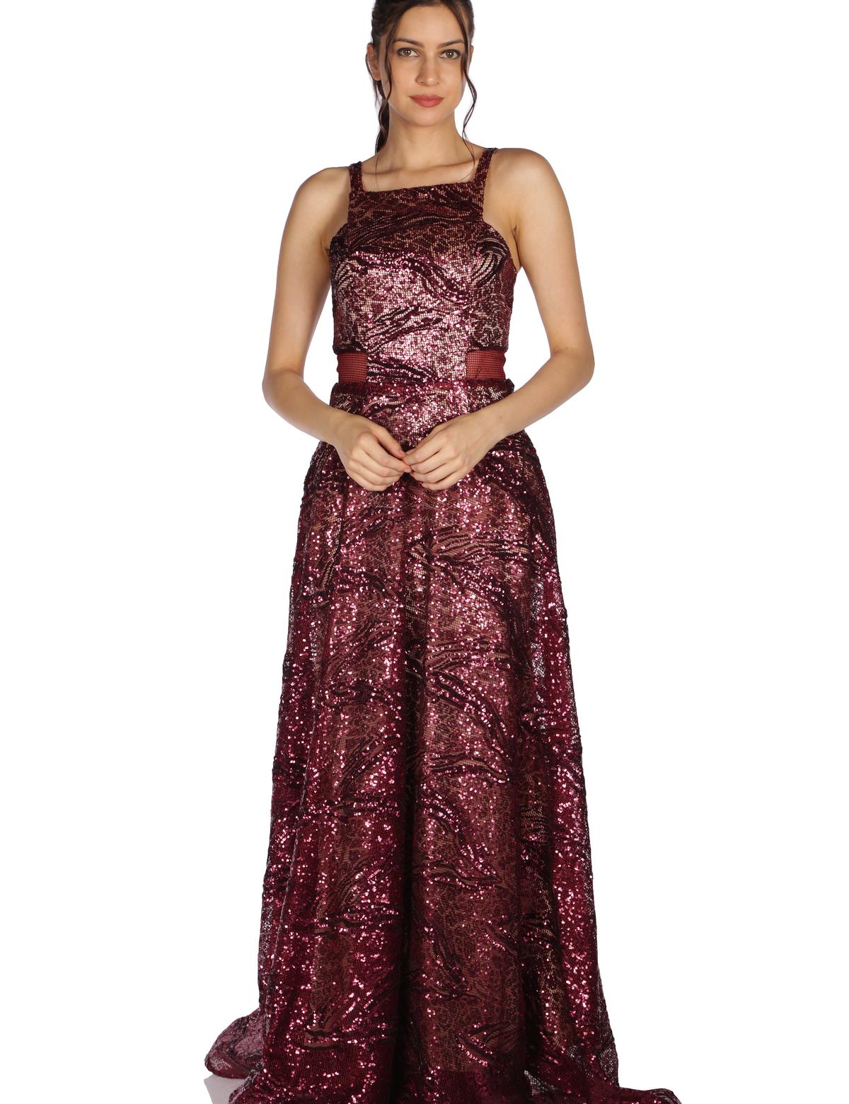 KIRMIZI Uzun Abiye Elbise