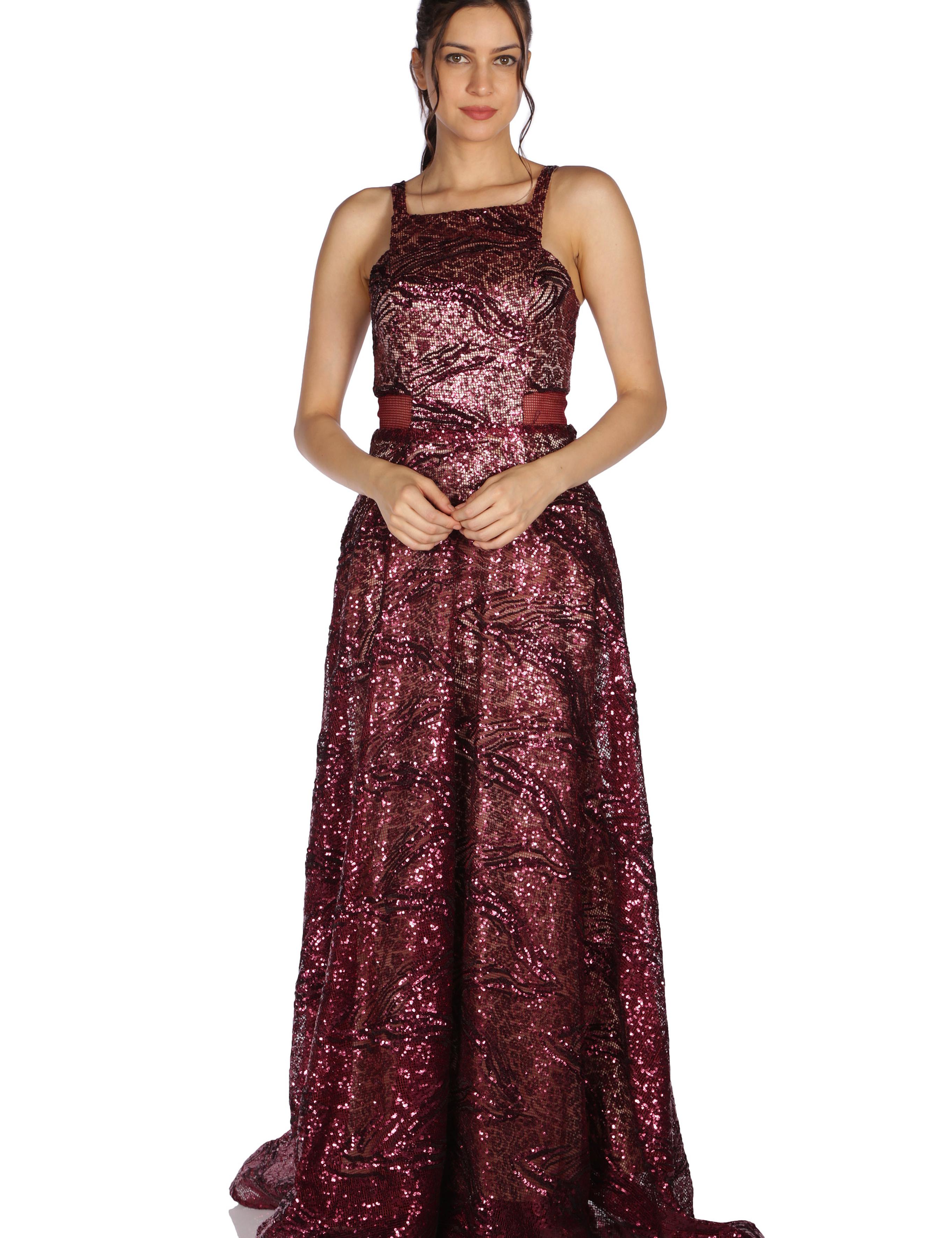 KIRMIZI Uzun Abiye Elbise