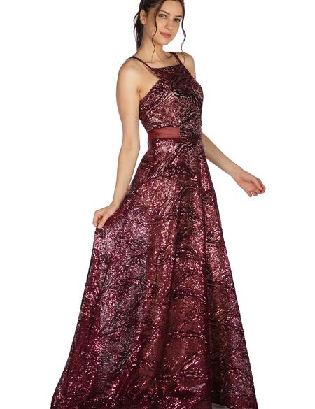 KIRMIZI Uzun Abiye Elbise - 50212785002