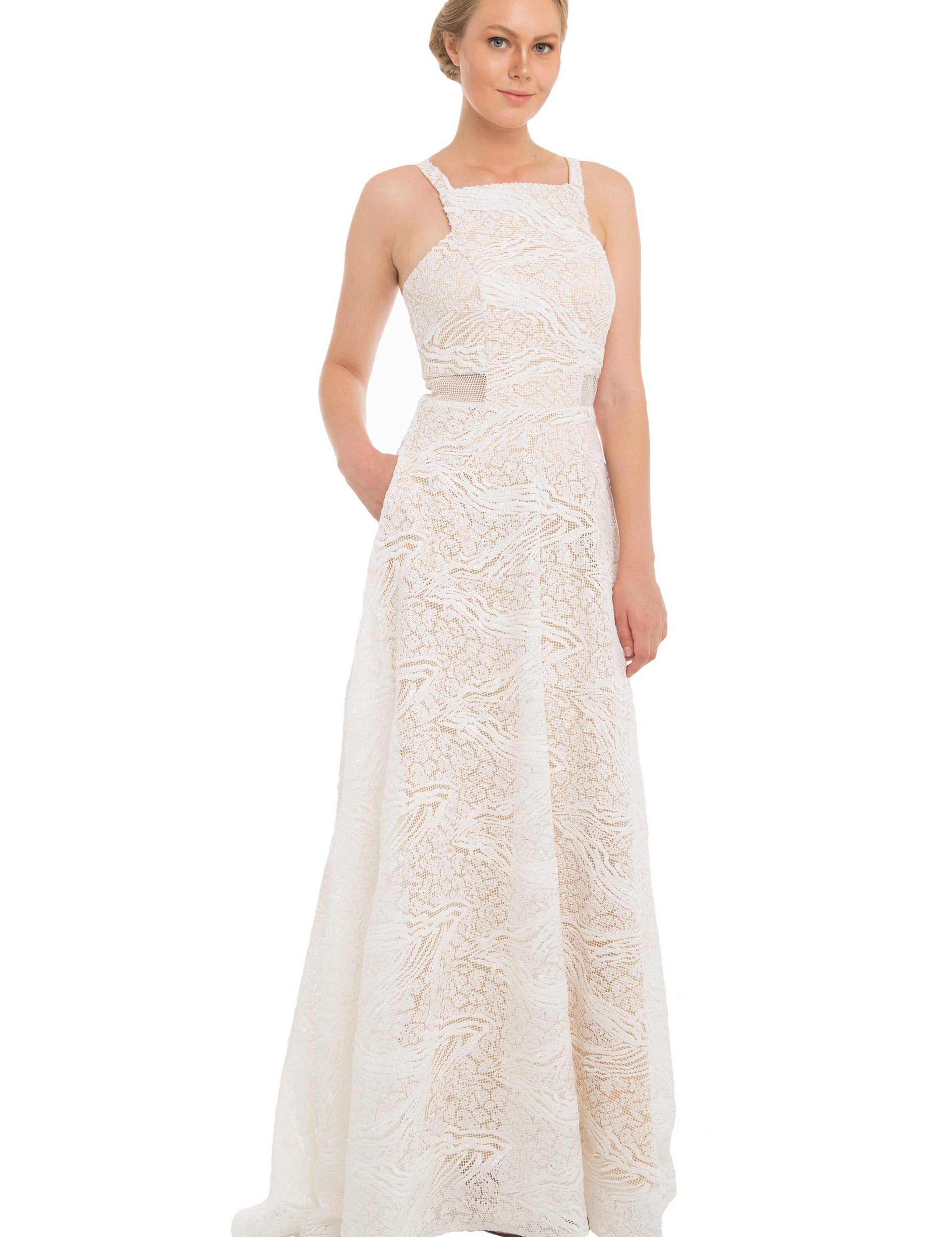 BEYAZ Uzun Abiye Elbise