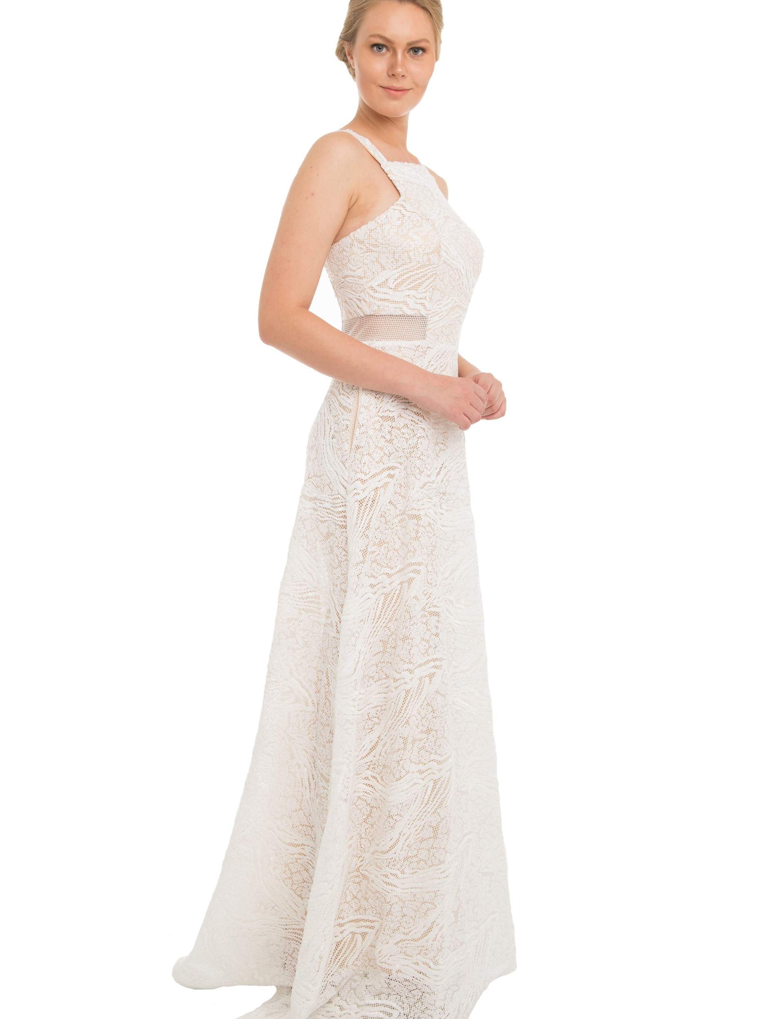 BEYAZ Uzun Abiye Elbise