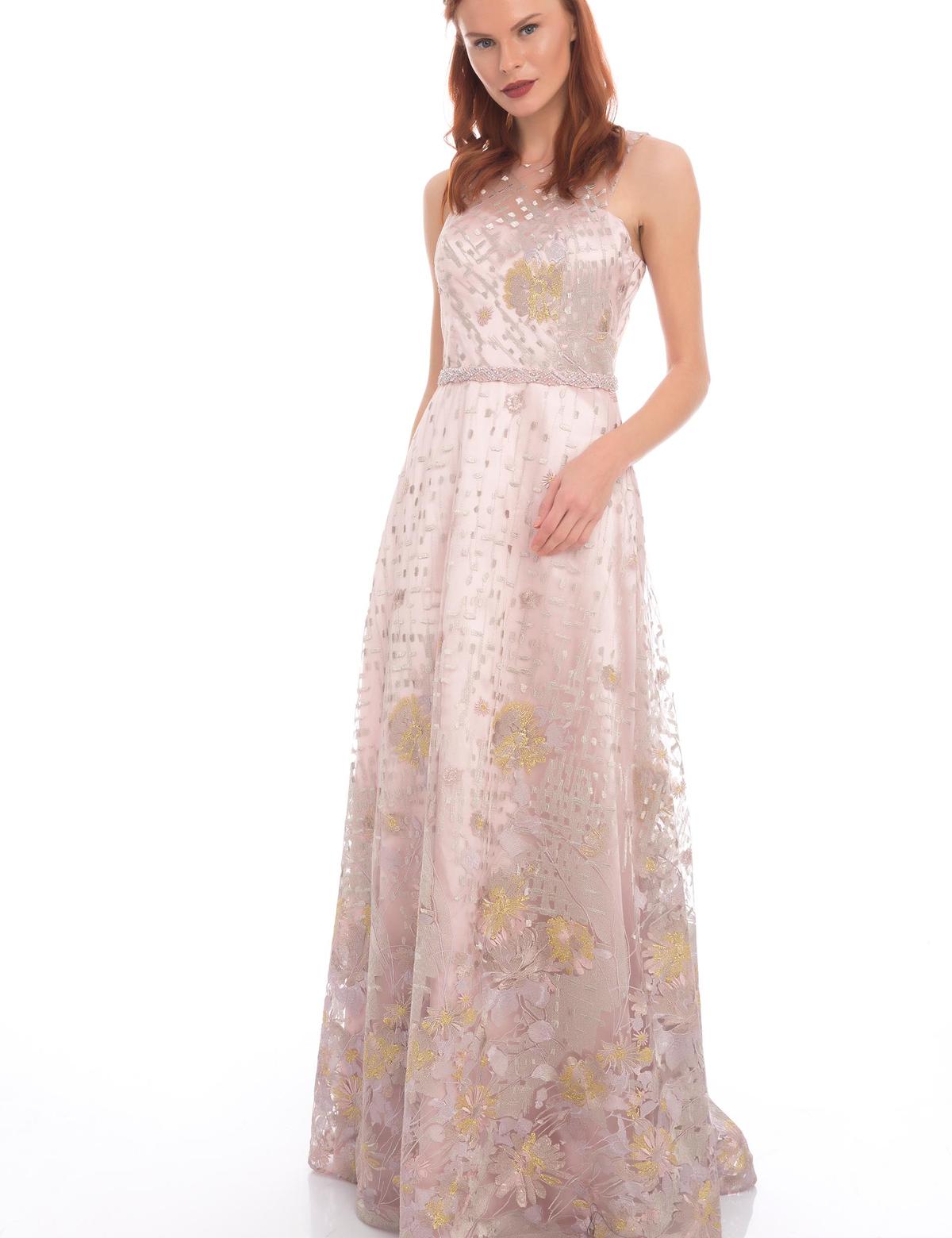 PEMBE Uzun Abiye Elbise - 50212798001