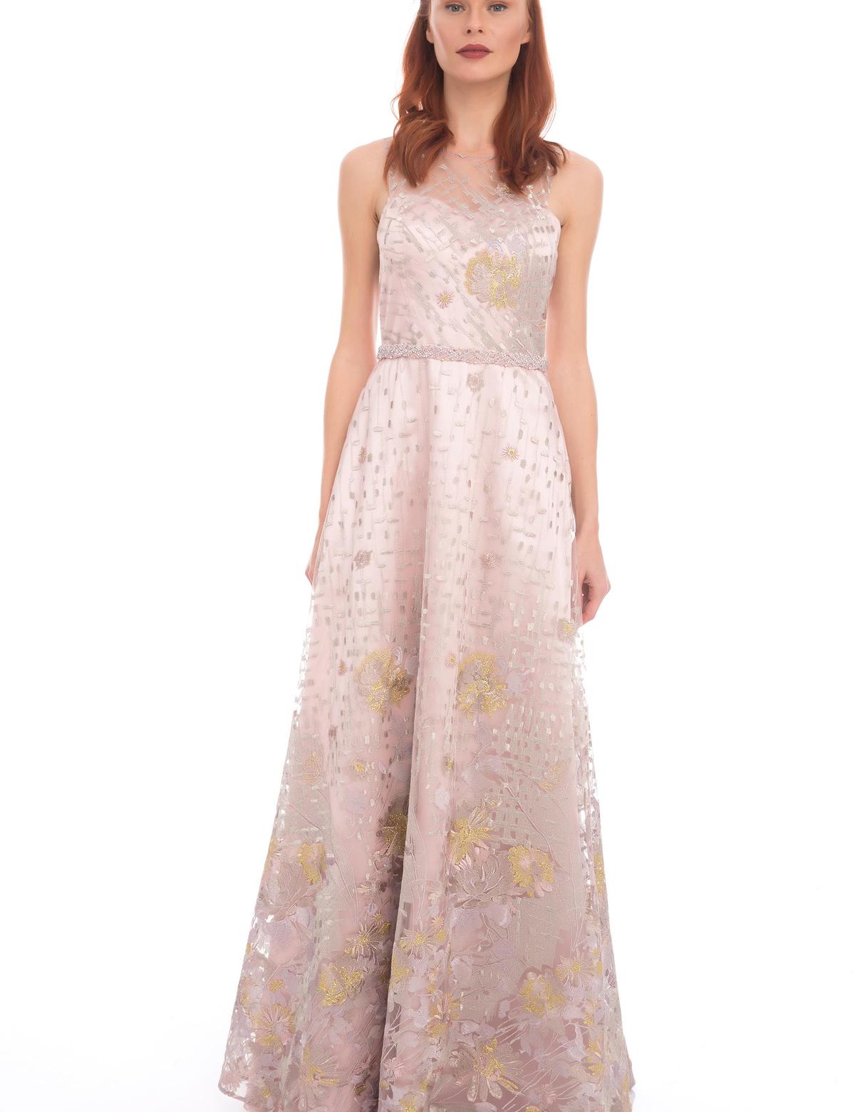 PEMBE Uzun Abiye Elbise