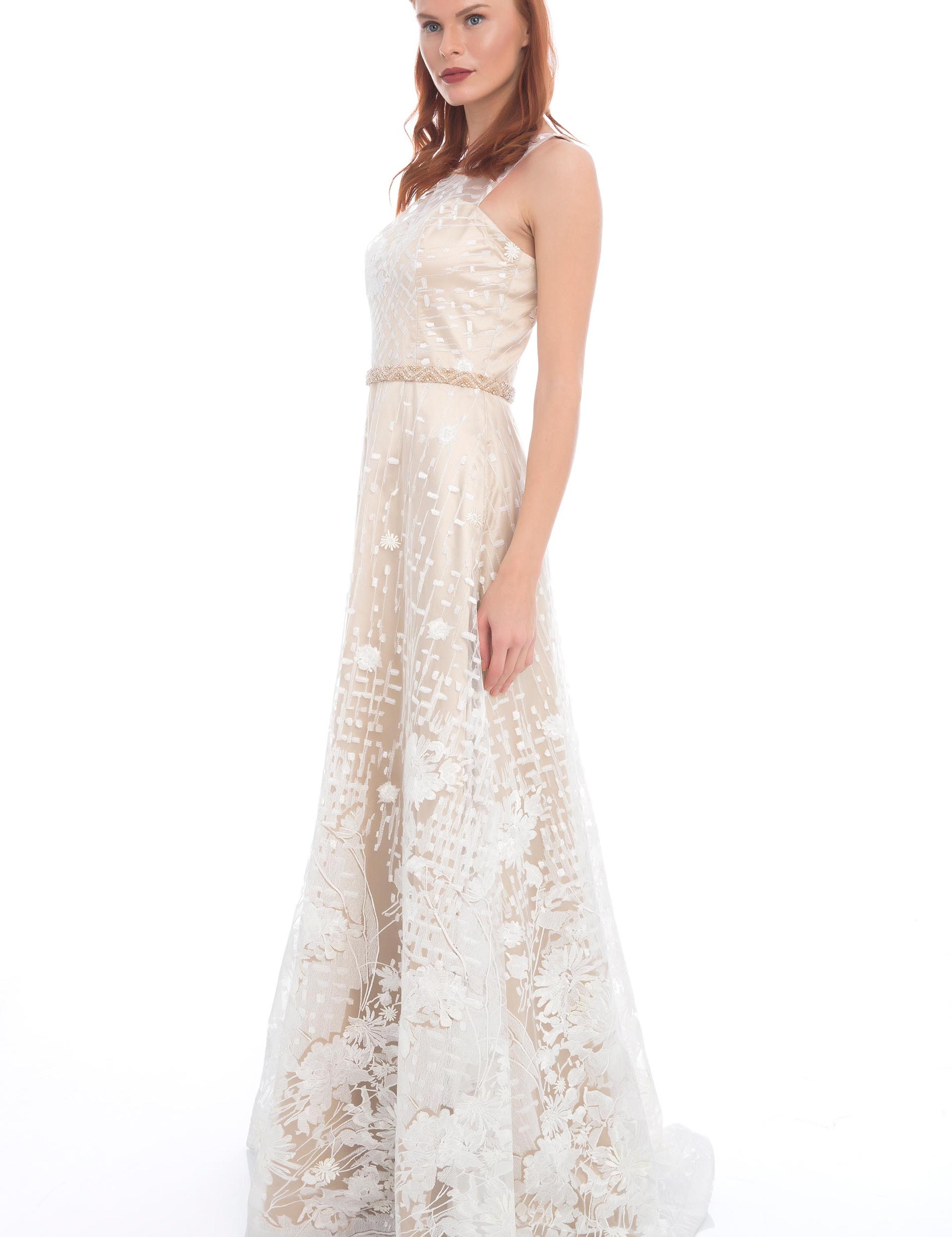 BEYAZ Uzun Abiye Elbise