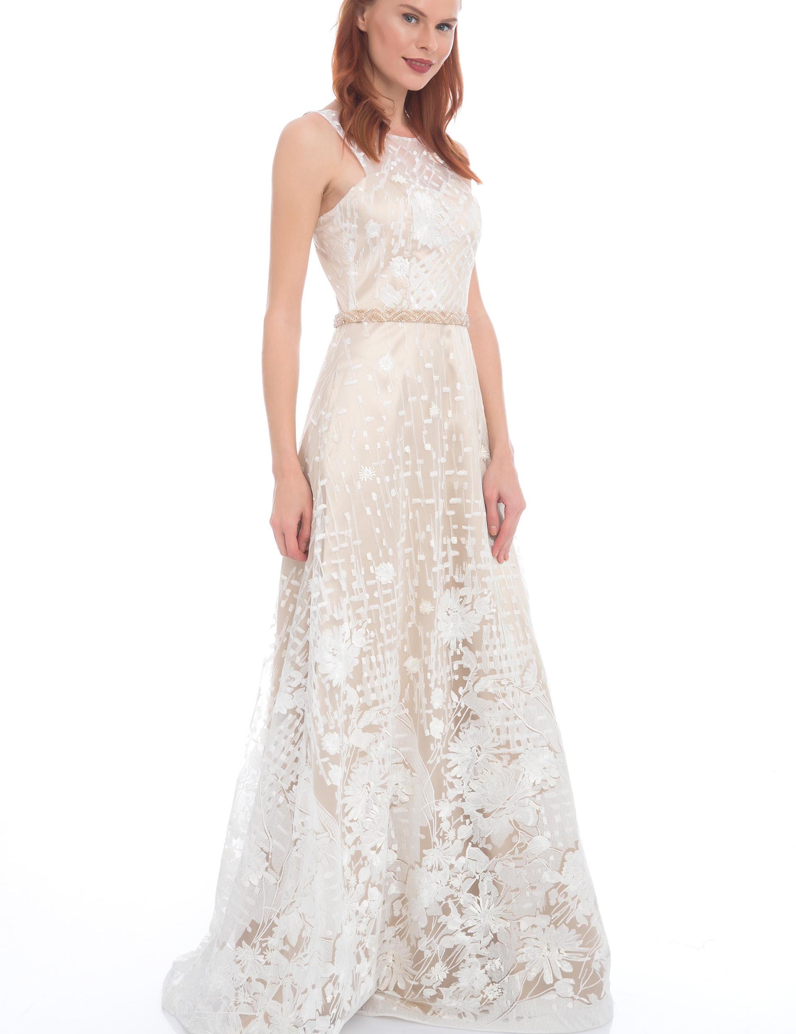 BEYAZ Uzun Abiye Elbise