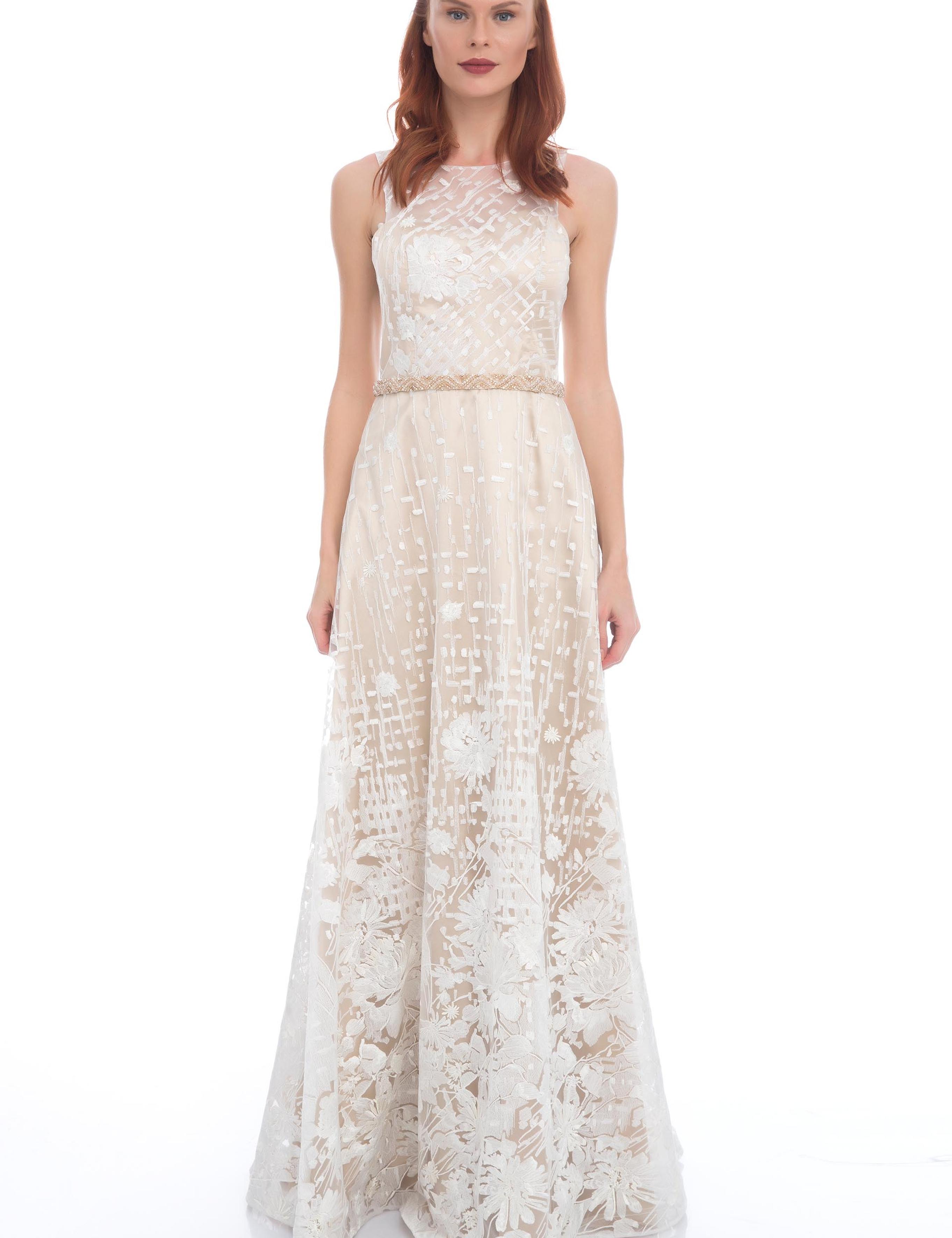 BEYAZ Uzun Abiye Elbise