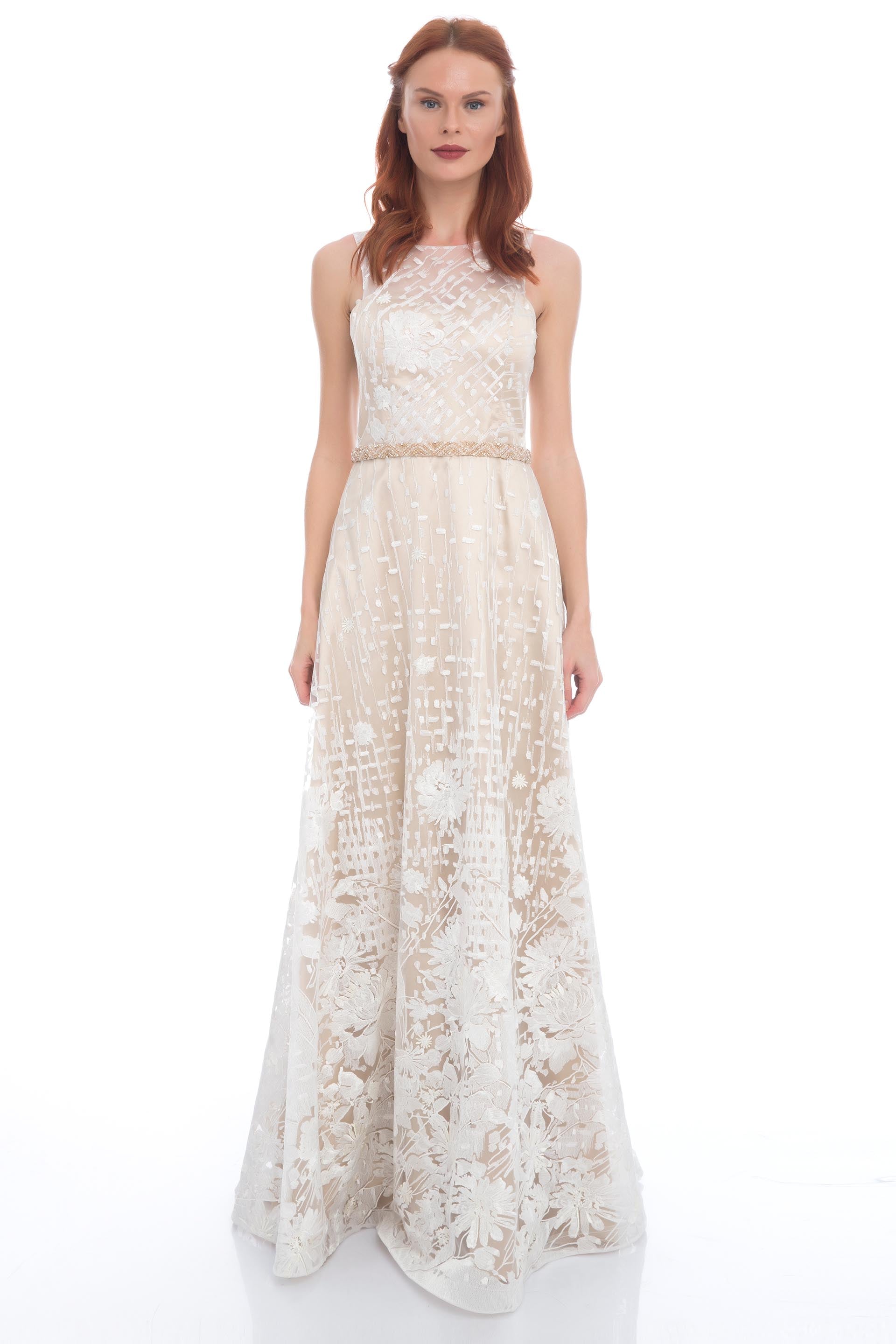 BEYAZ Uzun Abiye Elbise