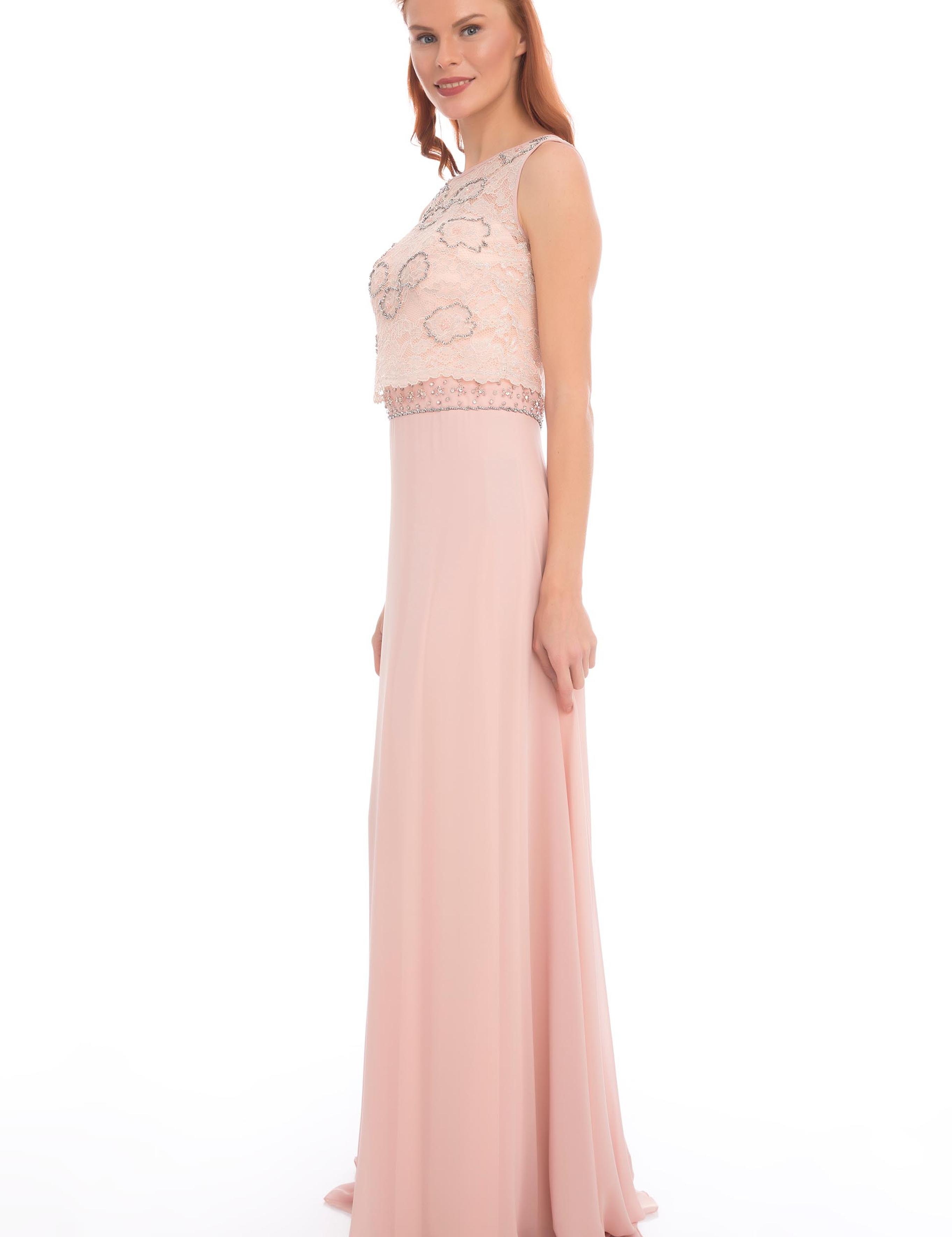 PEMBE Uzun Abiye Elbise