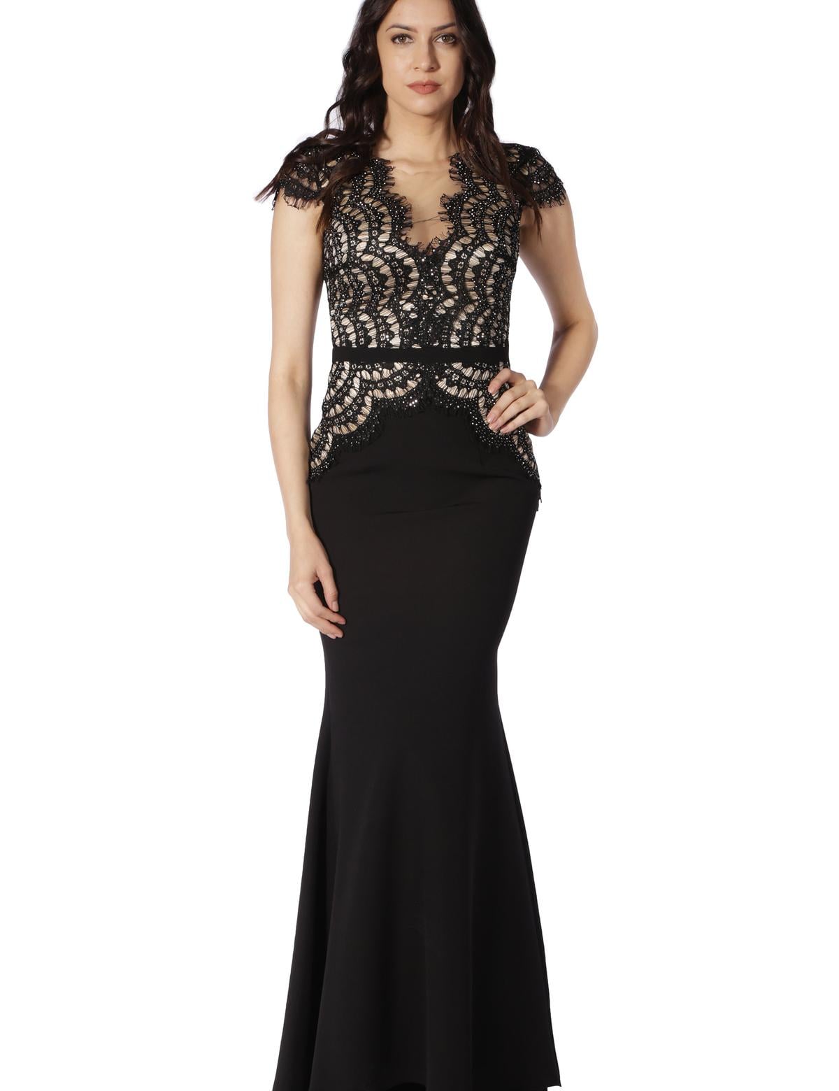 SIYAH Balık Abiye Elbise