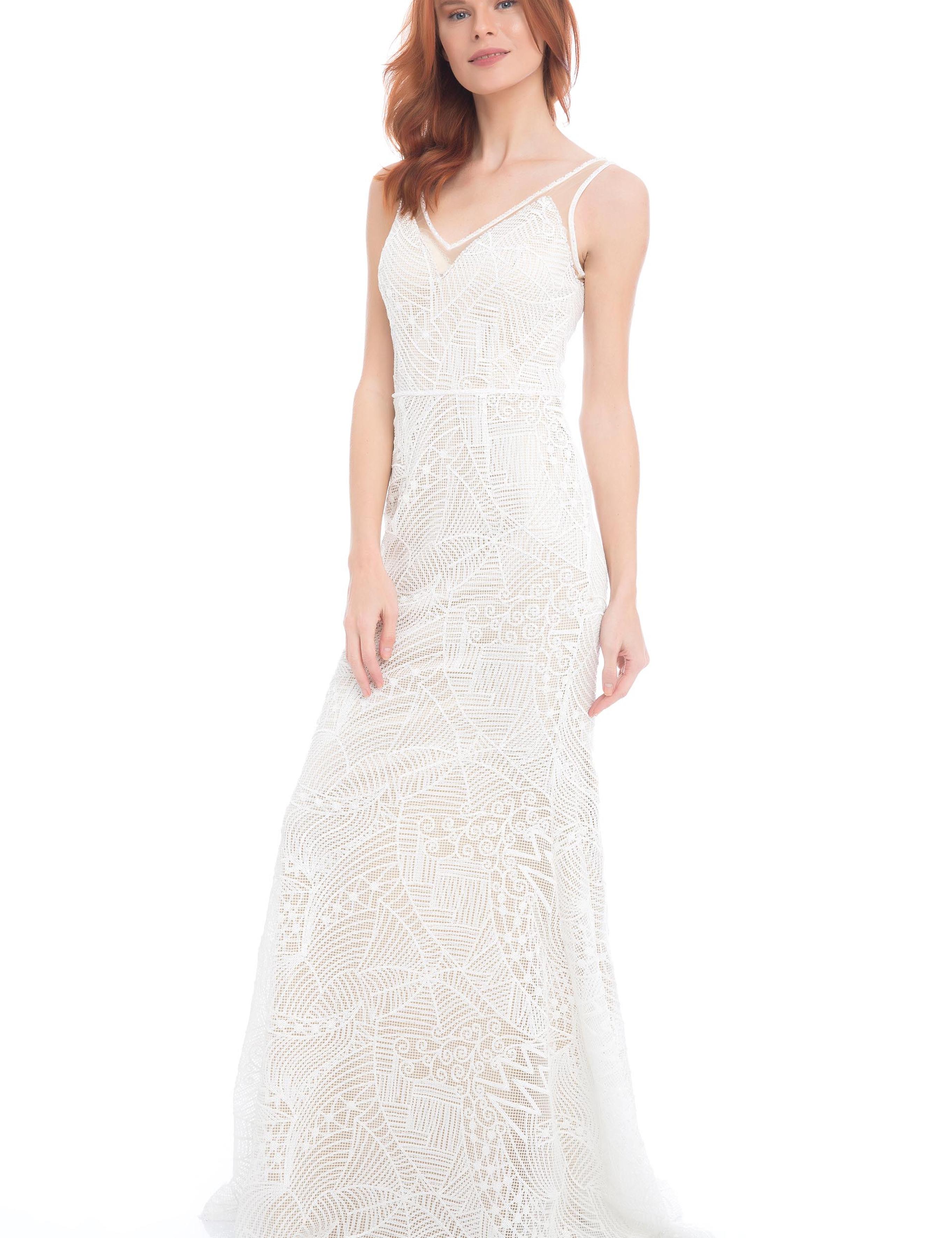 BEYAZ Uzun Abiye Elbise