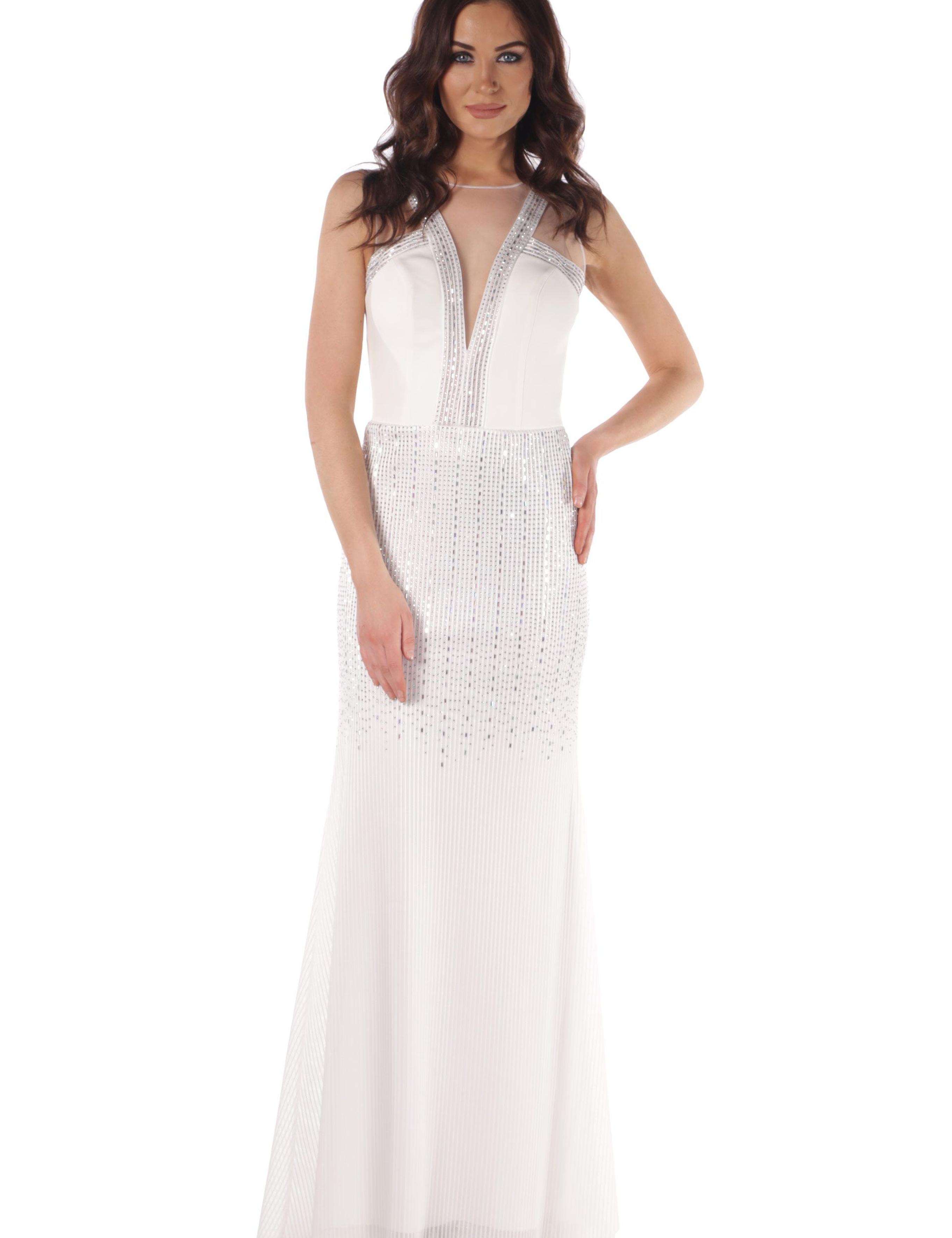 BEYAZ Uzun Abiye Elbise