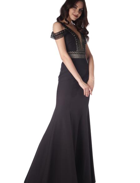 SIYAH Balık Abiye Elbise - 50212850003