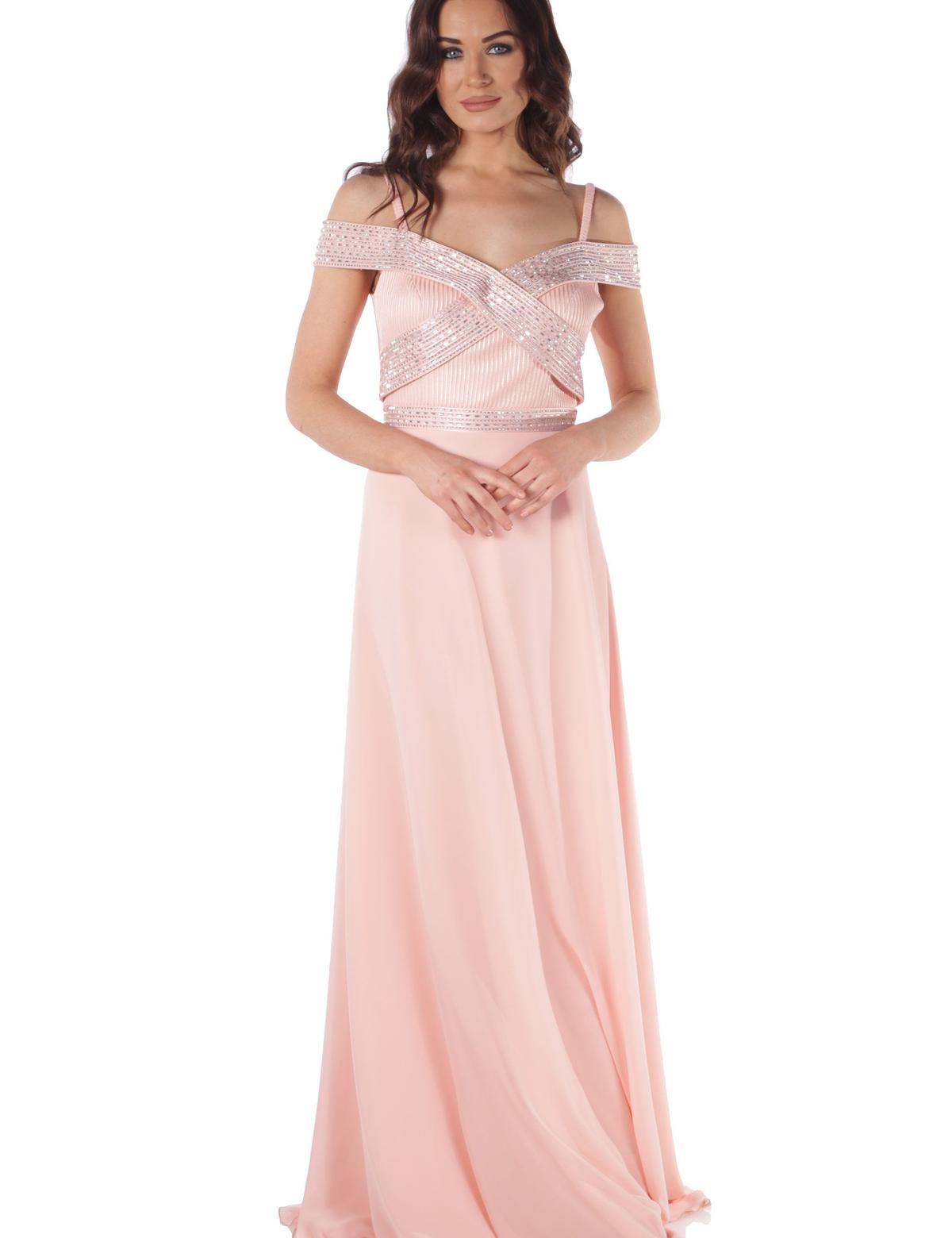 PEMBE Uzun Abiye Elbise