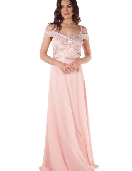 PEMBE Uzun Abiye Elbise - 50212854001