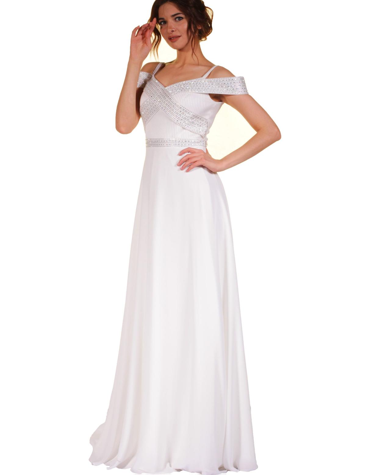 BEYAZ Uzun Abiye Elbise - 50212855003