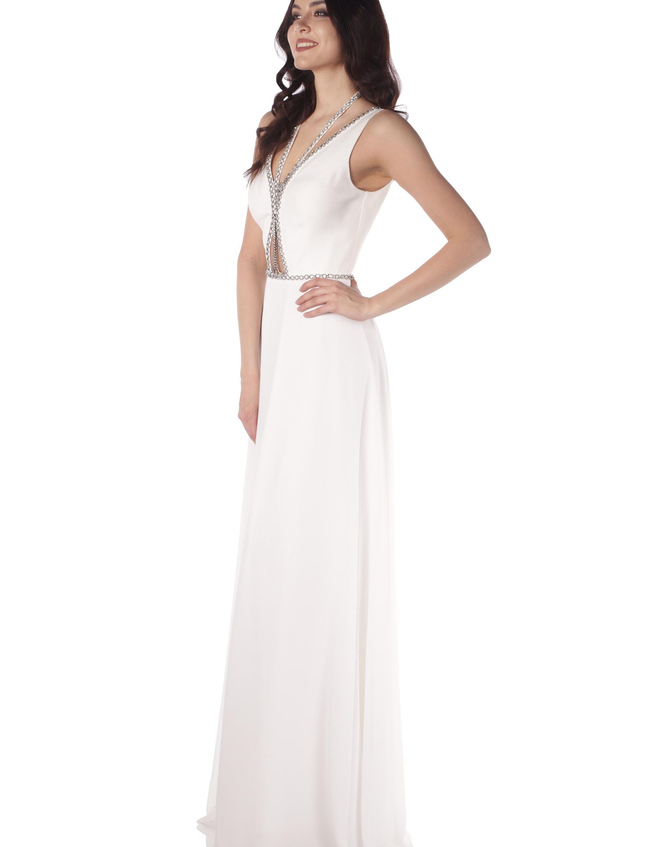 BEYAZ Uzun Abiye Elbise