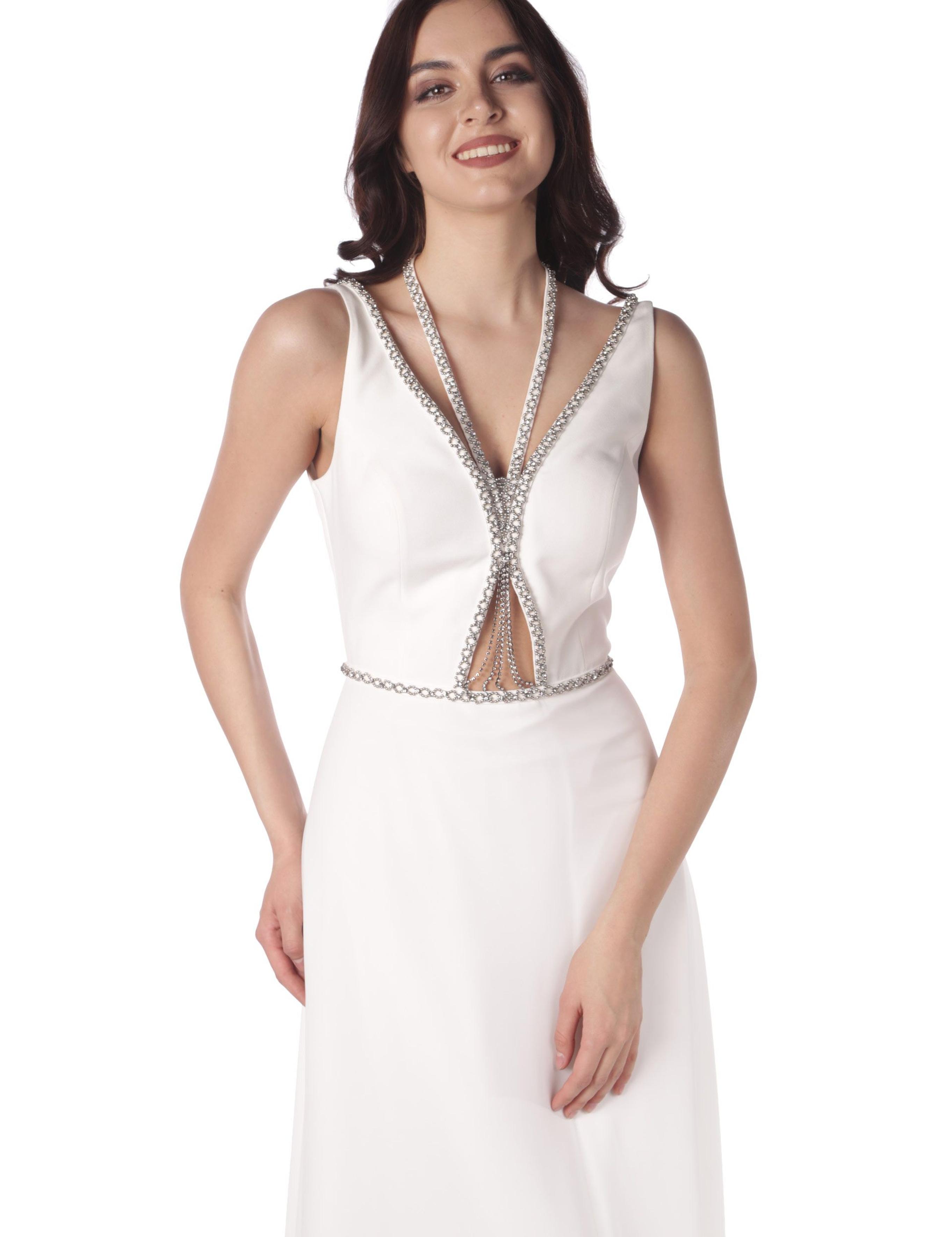 BEYAZ Uzun Abiye Elbise