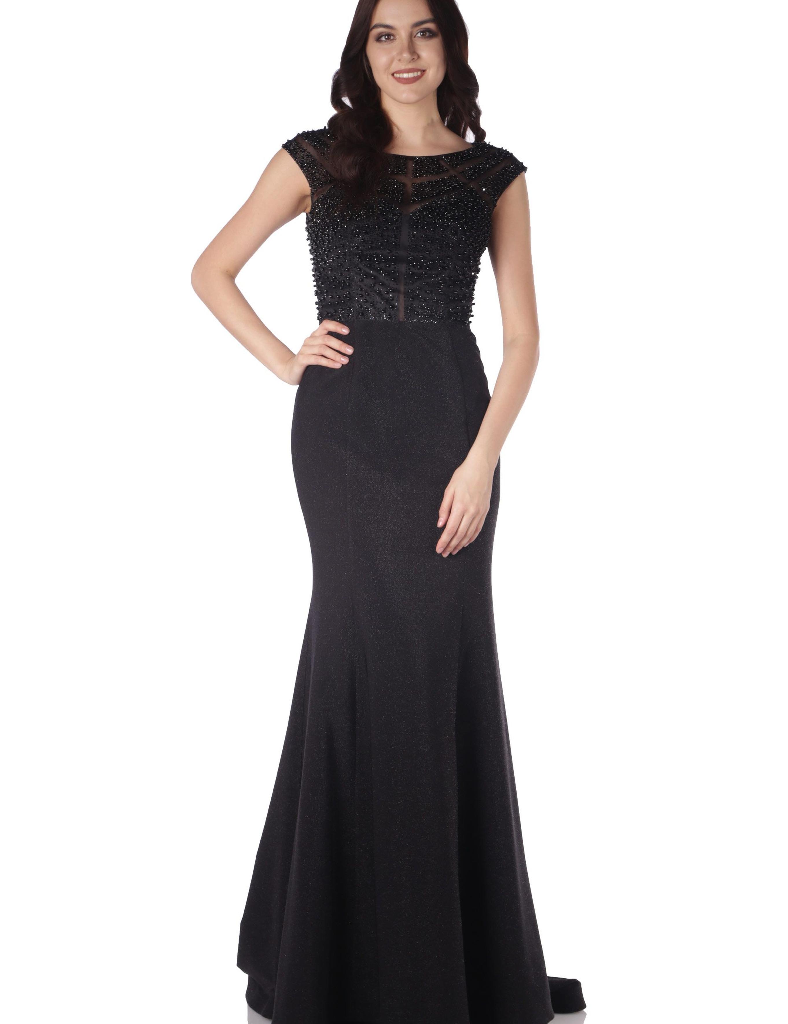 SIYAH Balık Abiye Elbise