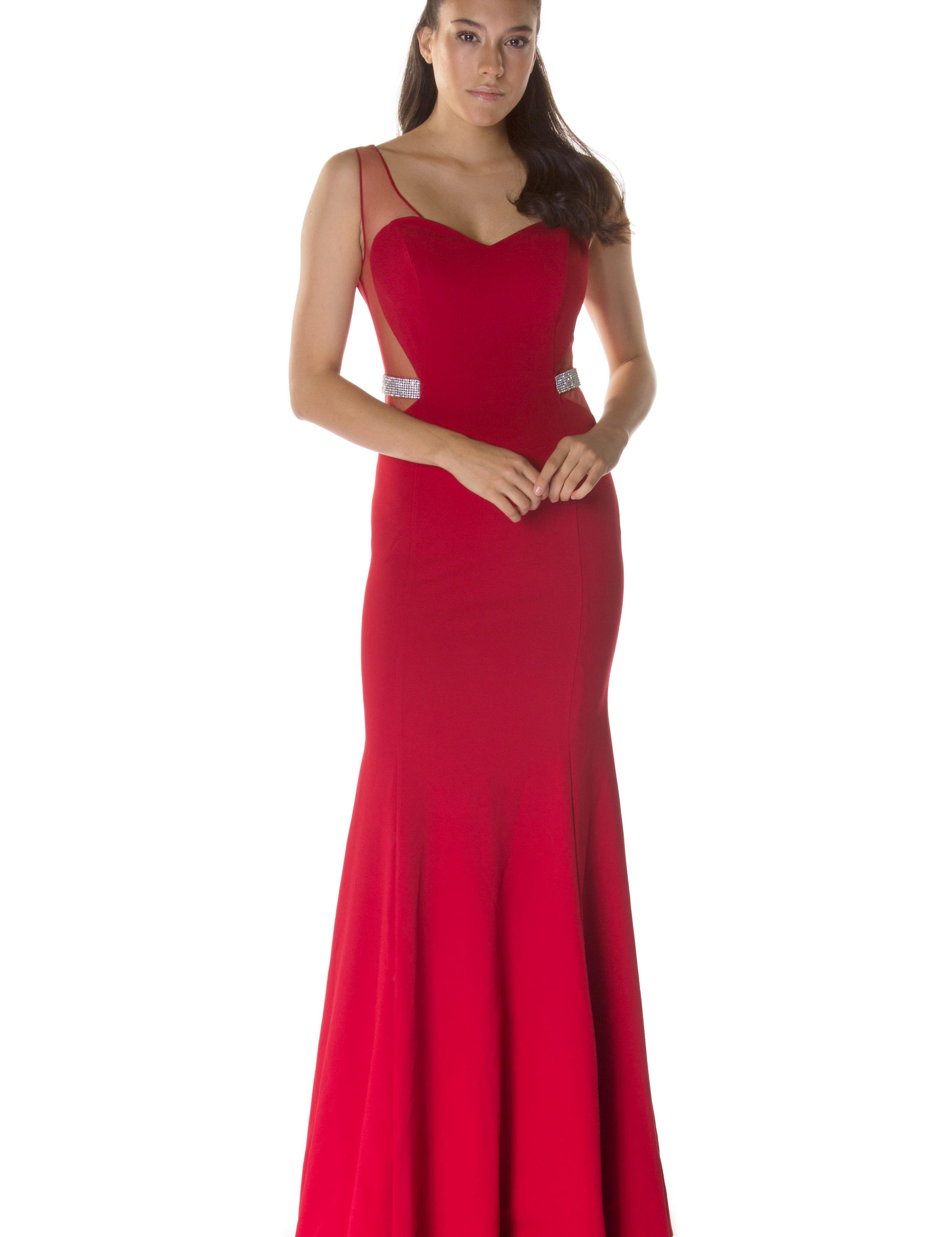 KIRMIZI Uzun Abiye Elbise