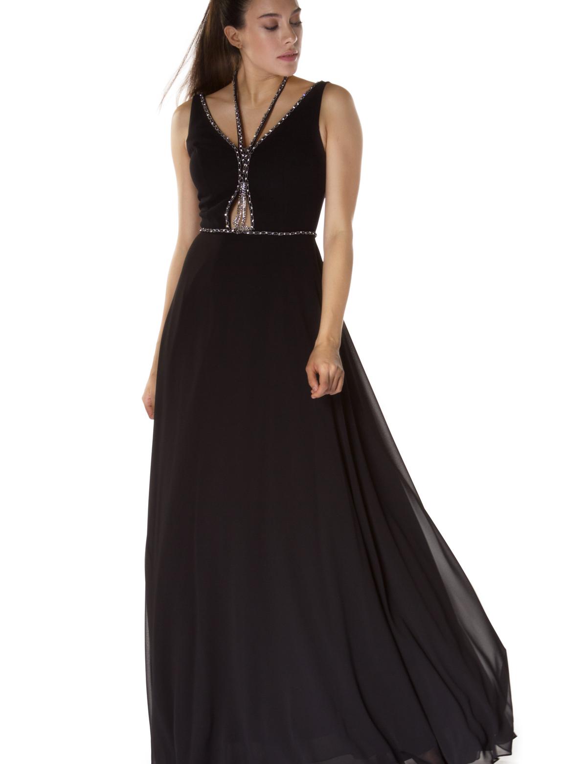 SIYAH Uzun Abiye Elbise