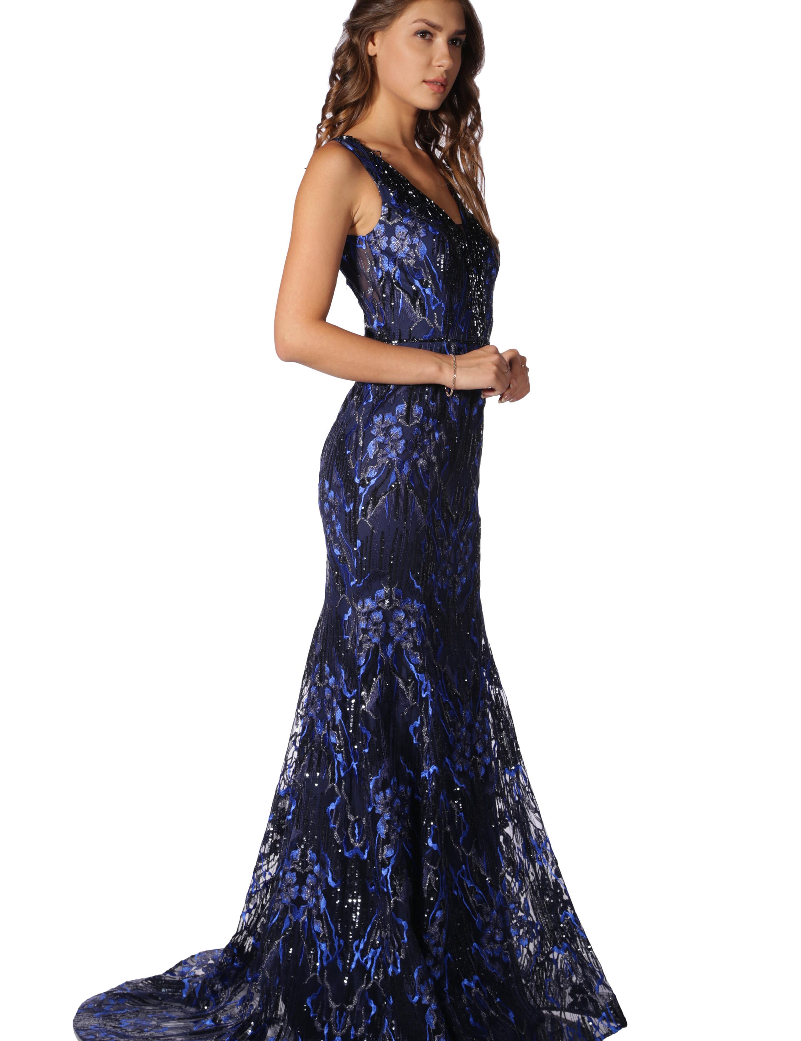 LACIVERT Balık Abiye Elbise