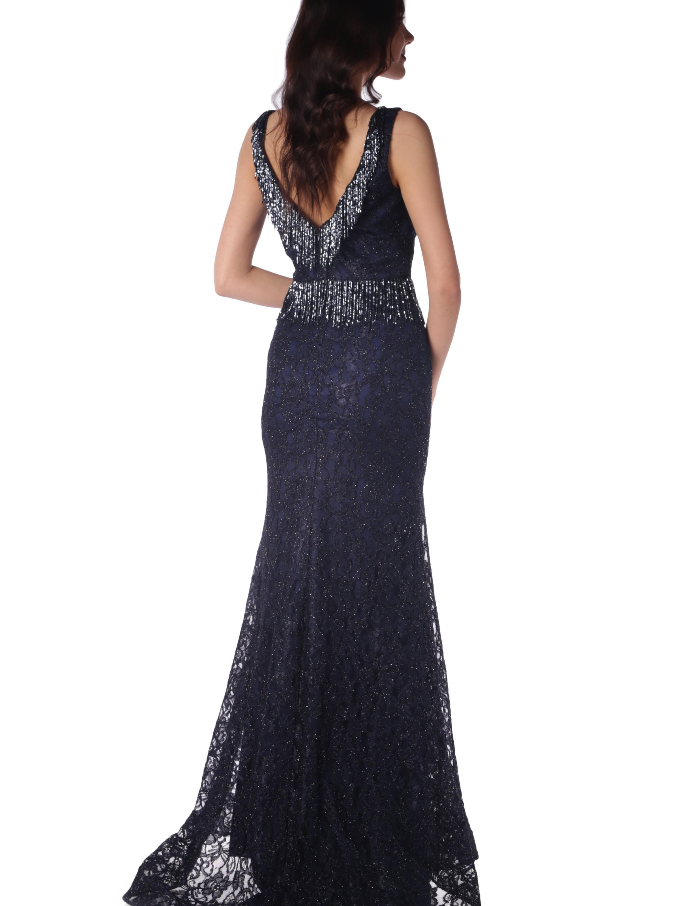 LACIVERT Uzun Abiye Elbise