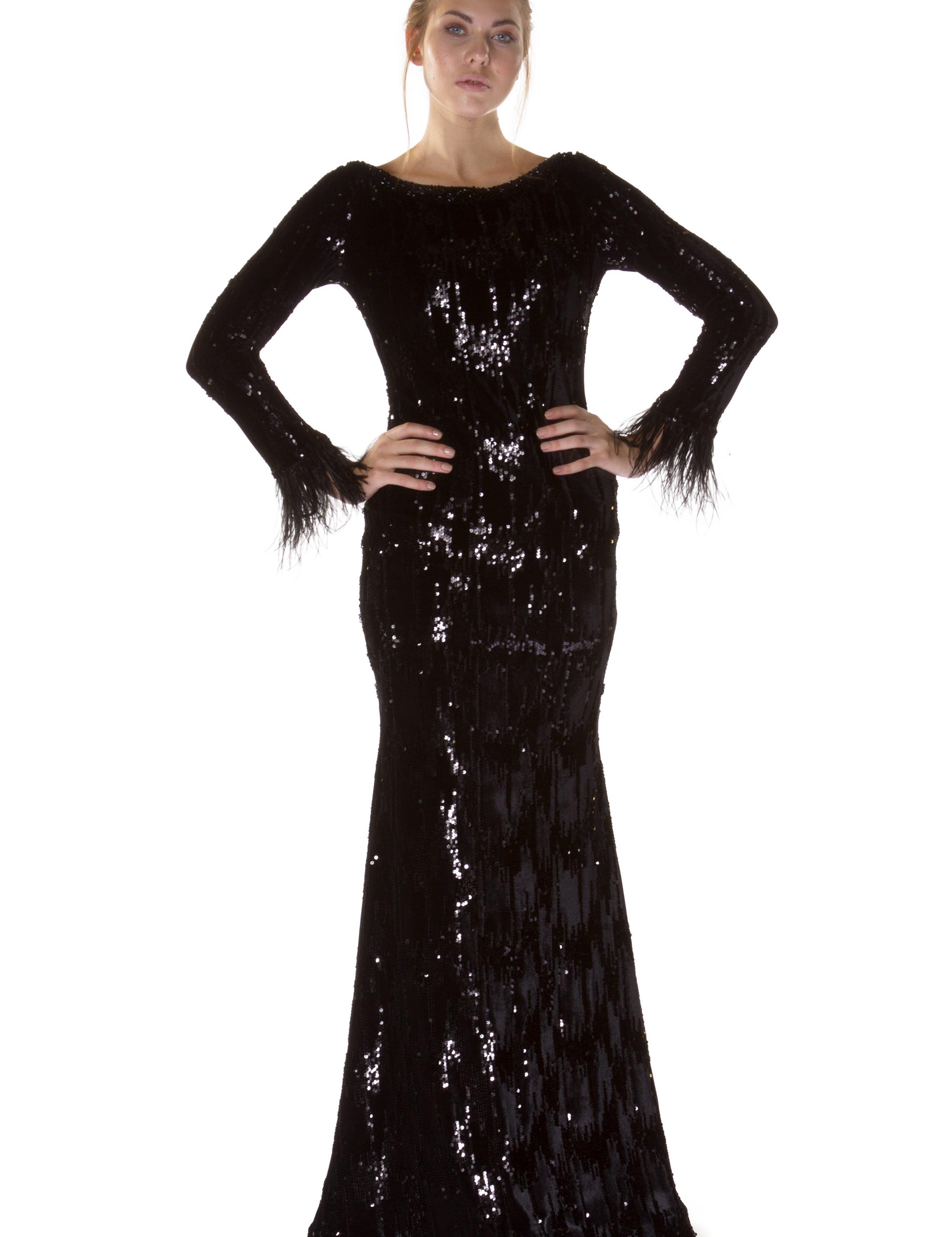 SIYAH Uzun Abiye Elbise