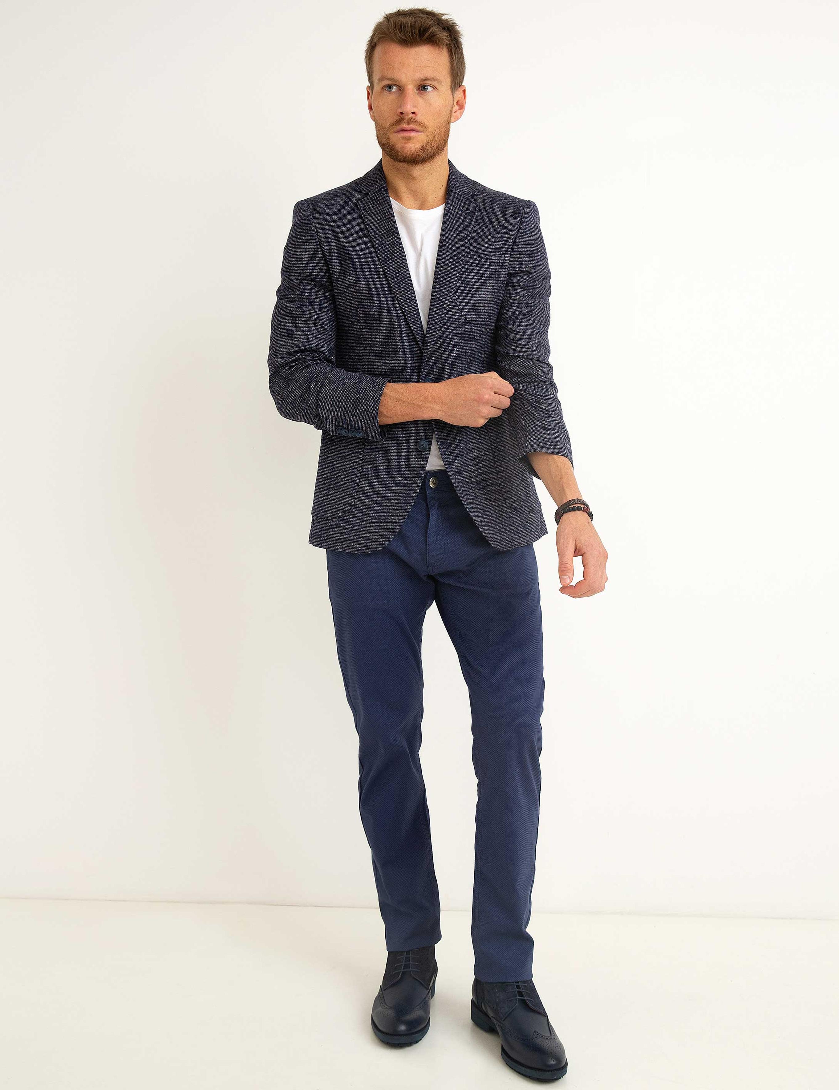 İndigo Slim Fit Kanvas Pantolon