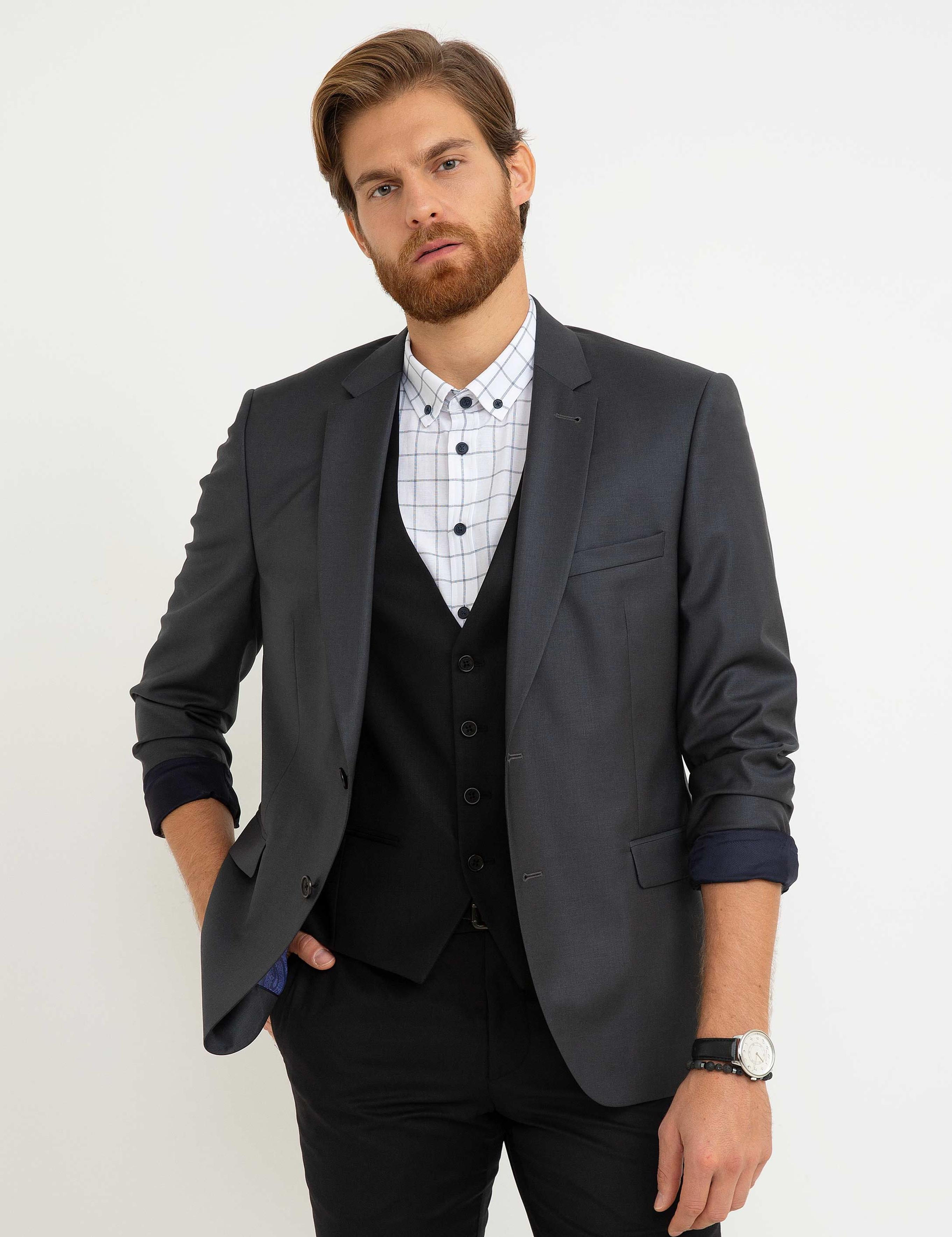 Füme Slim Fit Ceket