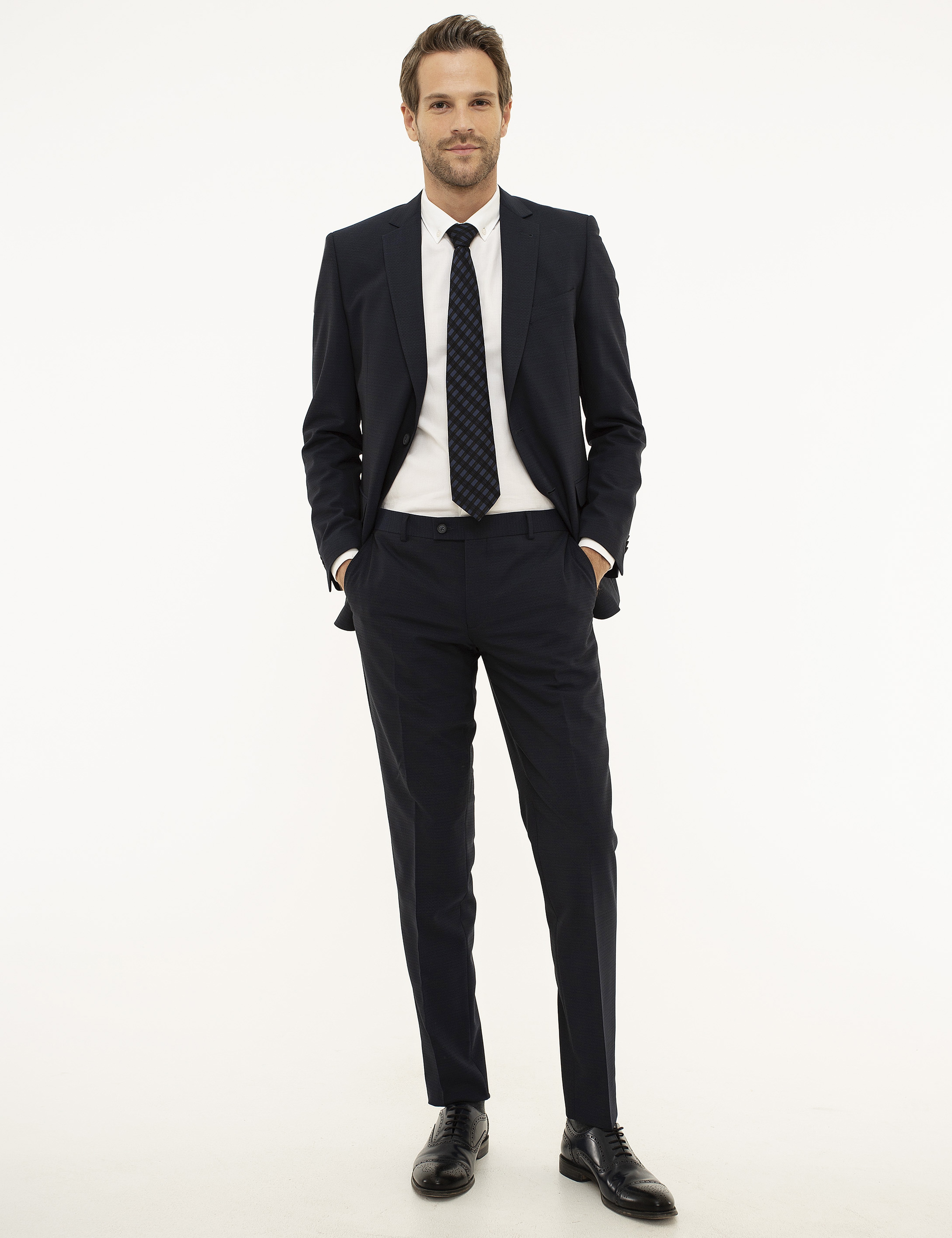 Lacivert Ekstra Slim Fit Takım Elbise - Image 1