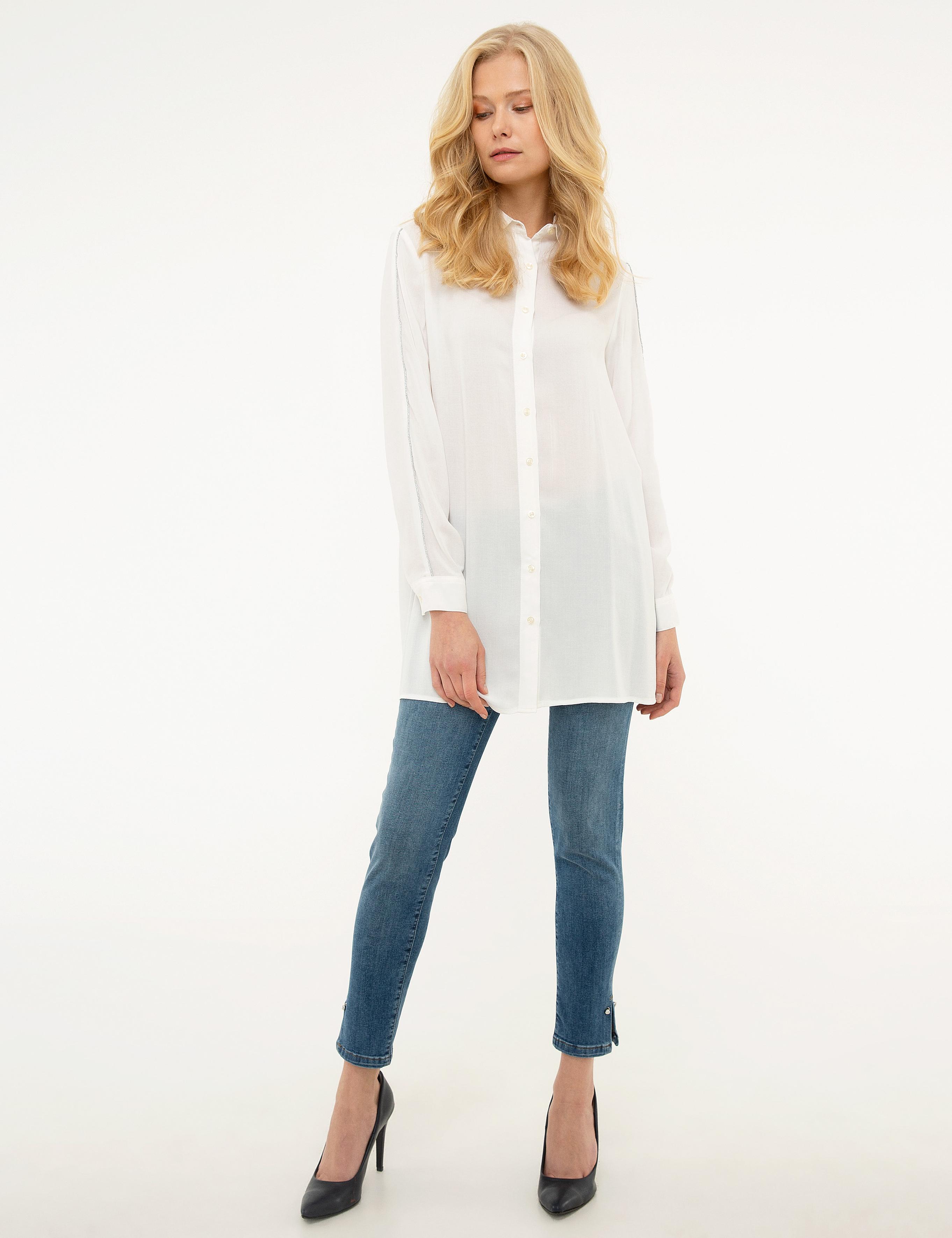 Ekru Comfort Fit Uzun Kollu Gömlek