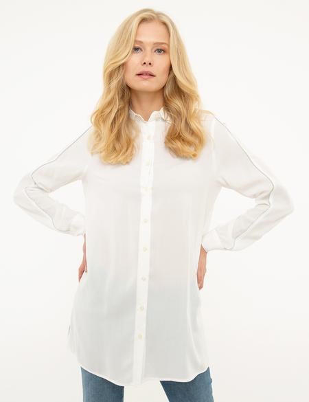 Ekru Comfort Fit Uzun Kollu Gömlek - 50207494104