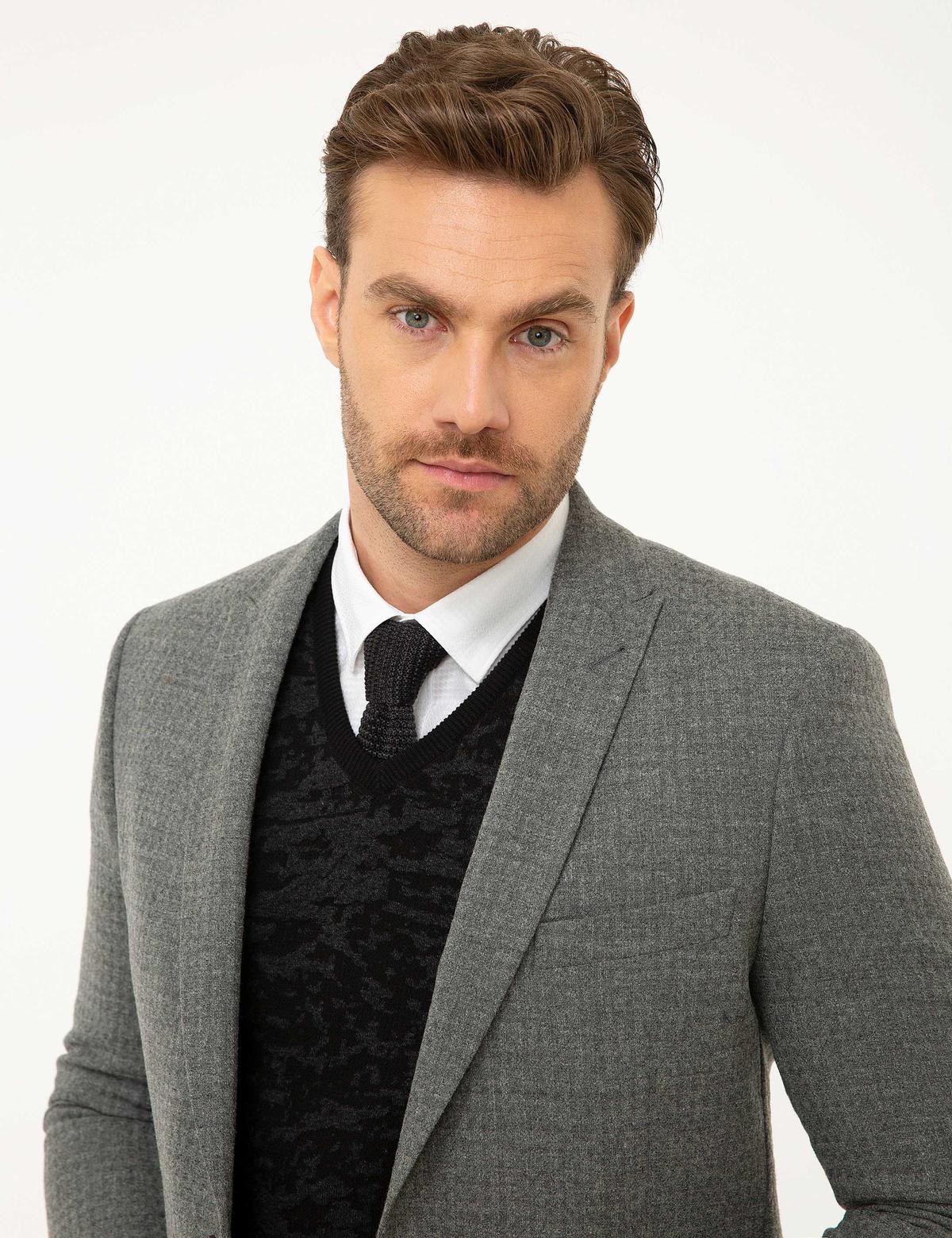 Gri Ekstra Slim Fit Ceket - 50208602005