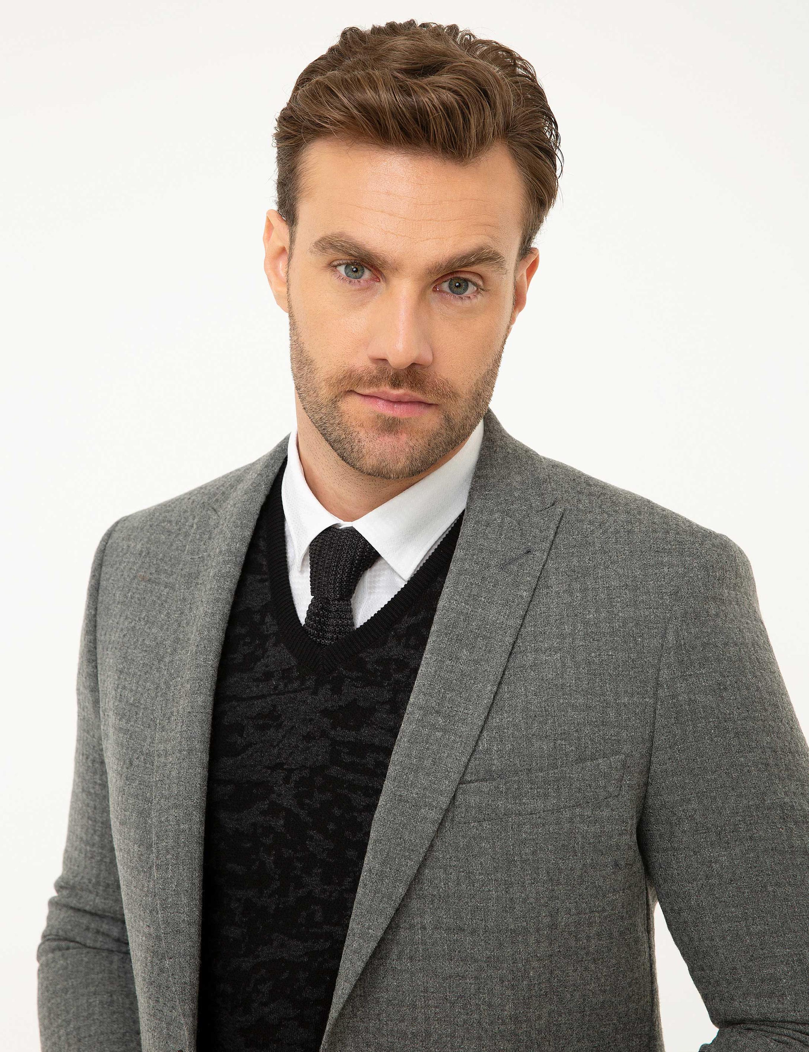 Gri Ekstra Slim Fit Ceket